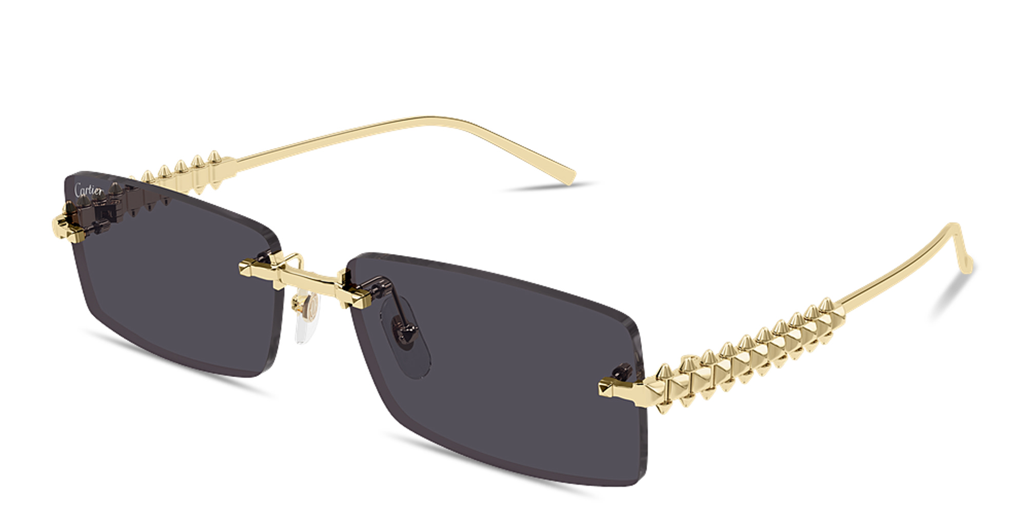 Shop Cartier Clash de Cartier Unisex Rimless Rectangle Sunglasses in Gold online.