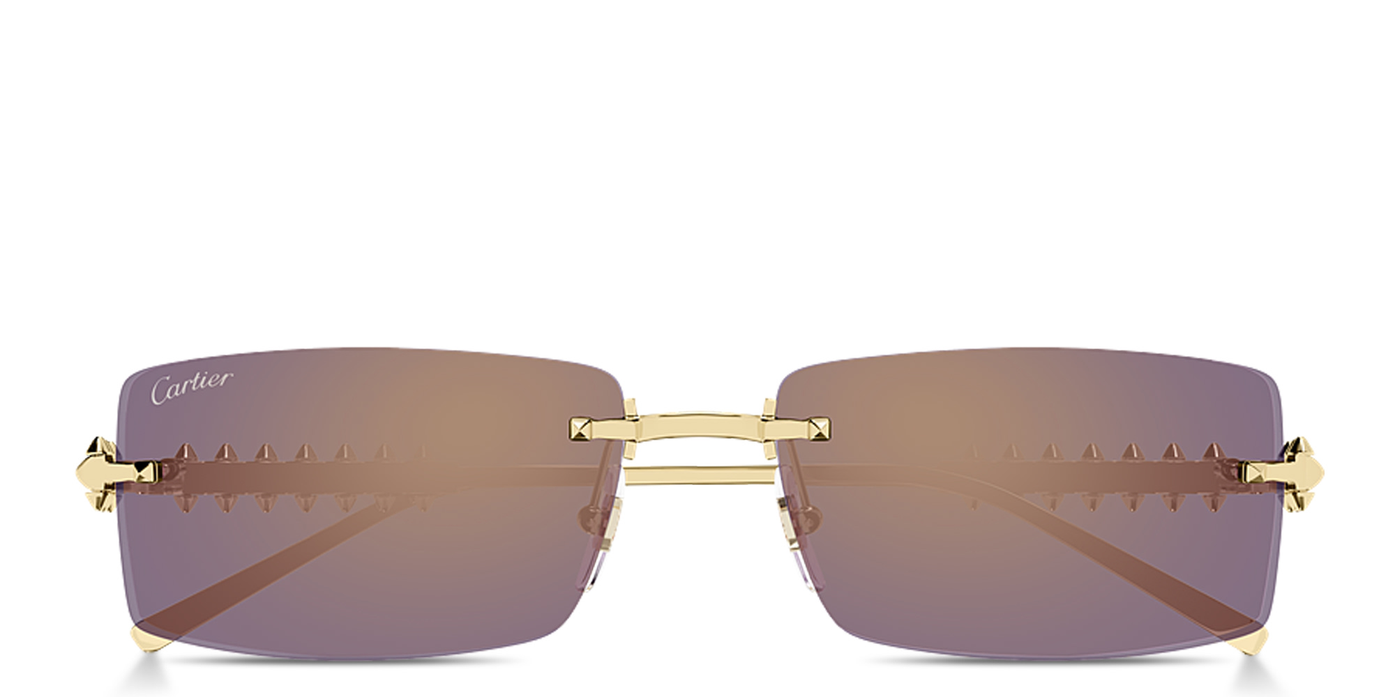 Shop Cartier Clash de Cartier Unisex Rimless Rectangle Sunglasses in Gold online.