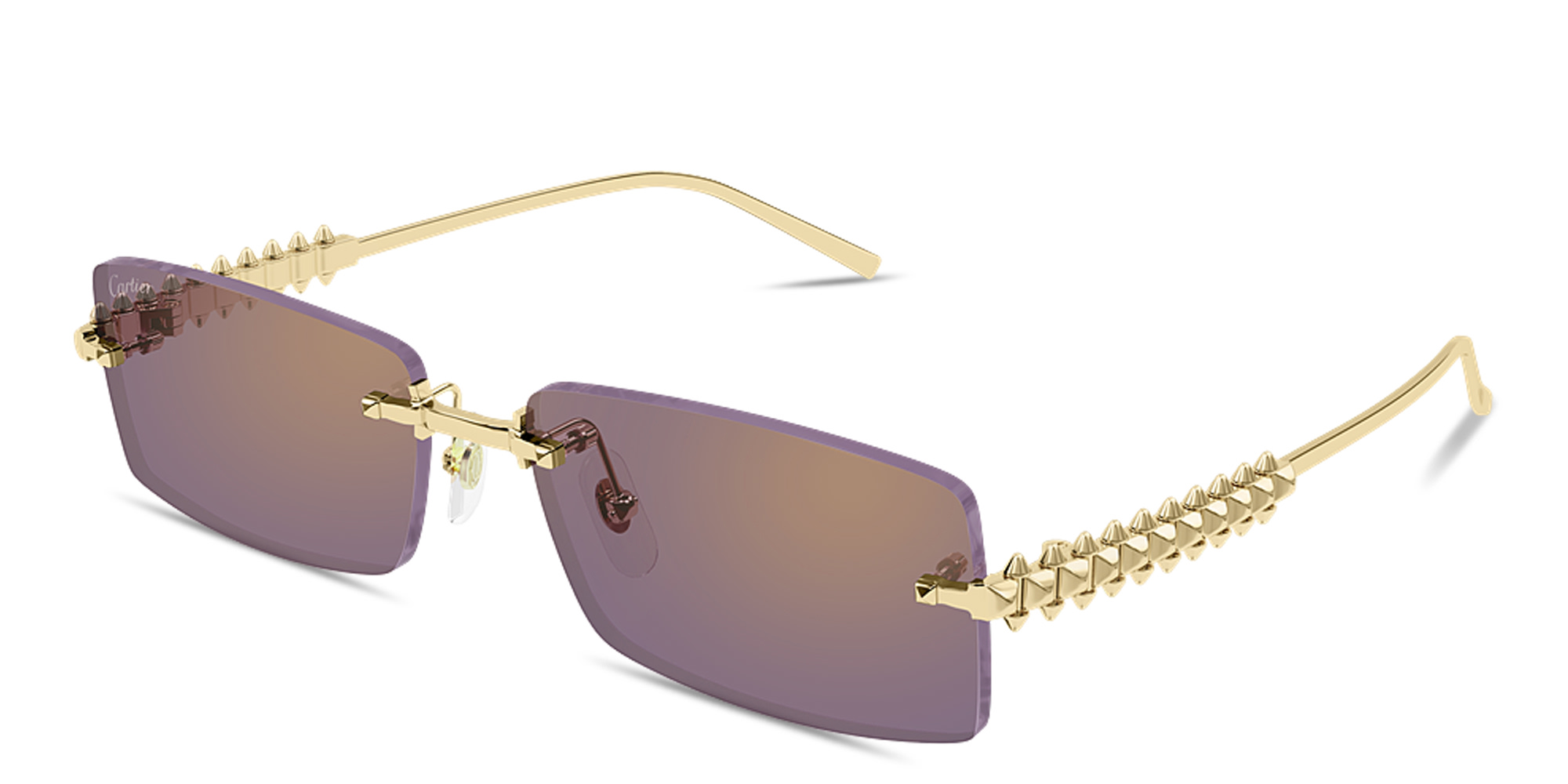 Shop Cartier Clash de Cartier Unisex Rimless Rectangle Sunglasses in Gold online.