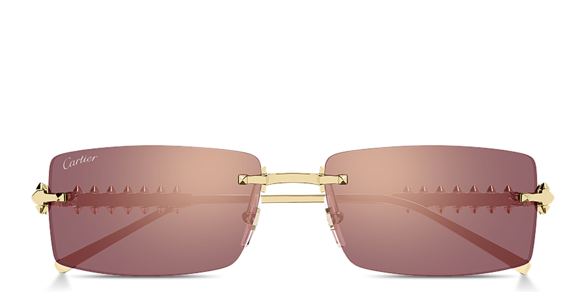 Shop Cartier Clash de Cartier Unisex Rimless Rectangle Sunglasses in Gold online.