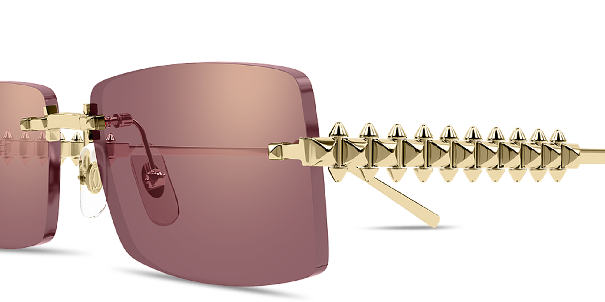 Shop Cartier Clash de Cartier Unisex Rimless Rectangle Sunglasses in Gold online.