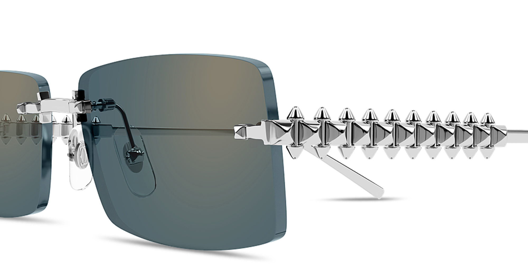 Shop Cartier Clash de Cartier Unisex Rimless Rectangle Sunglasses in Silver online.