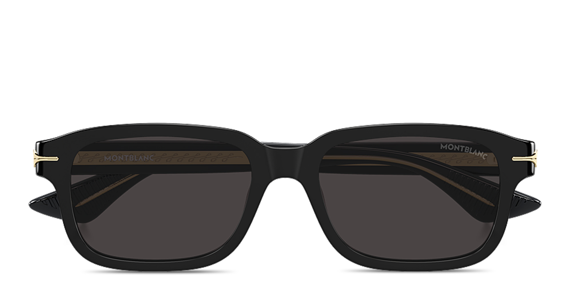 Shop MONTBLANC Nib Rectangle Sunglasses in Black online.