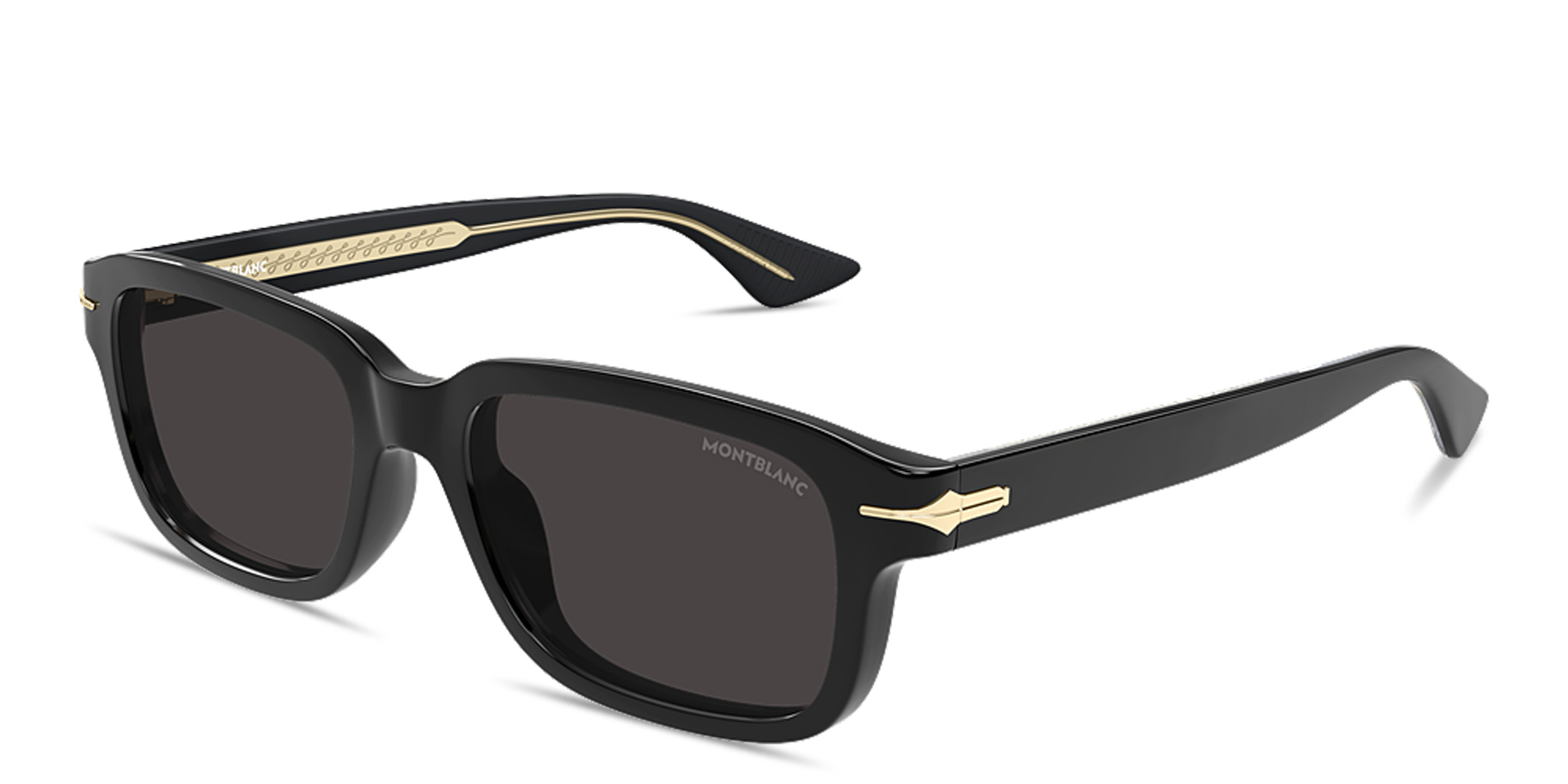 Shop MONTBLANC Nib Rectangle Sunglasses in Black online.