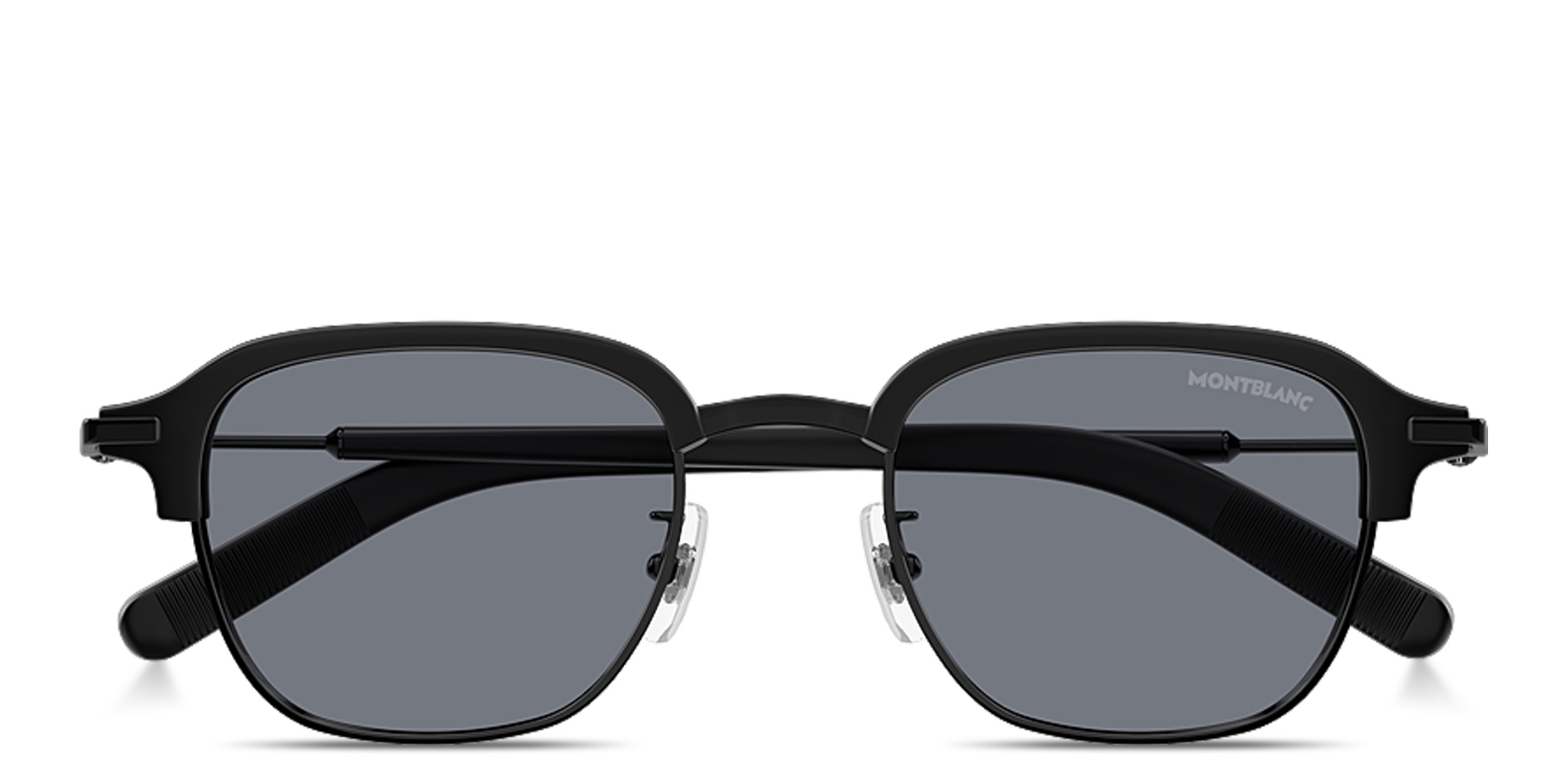 Shop MONTBLANC Snowcap Rectangle Sunglasses in Black online.