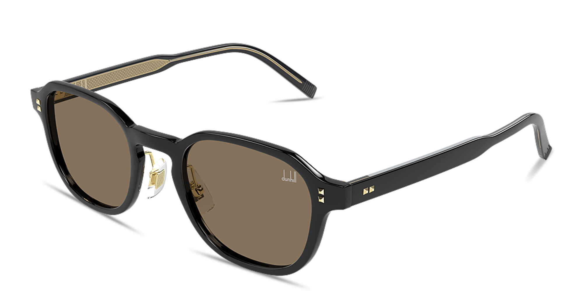 Shop Dunhill Studs Irregular Sunglasses in Black online.