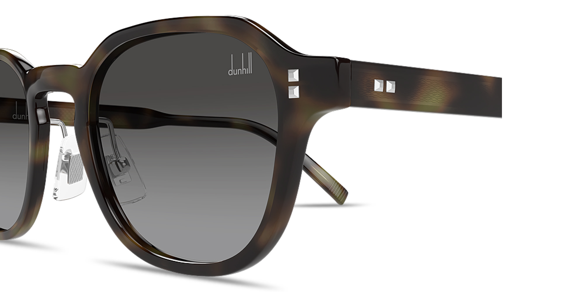 Shop Dunhill Studs Irregular Sunglasses in Havana online.