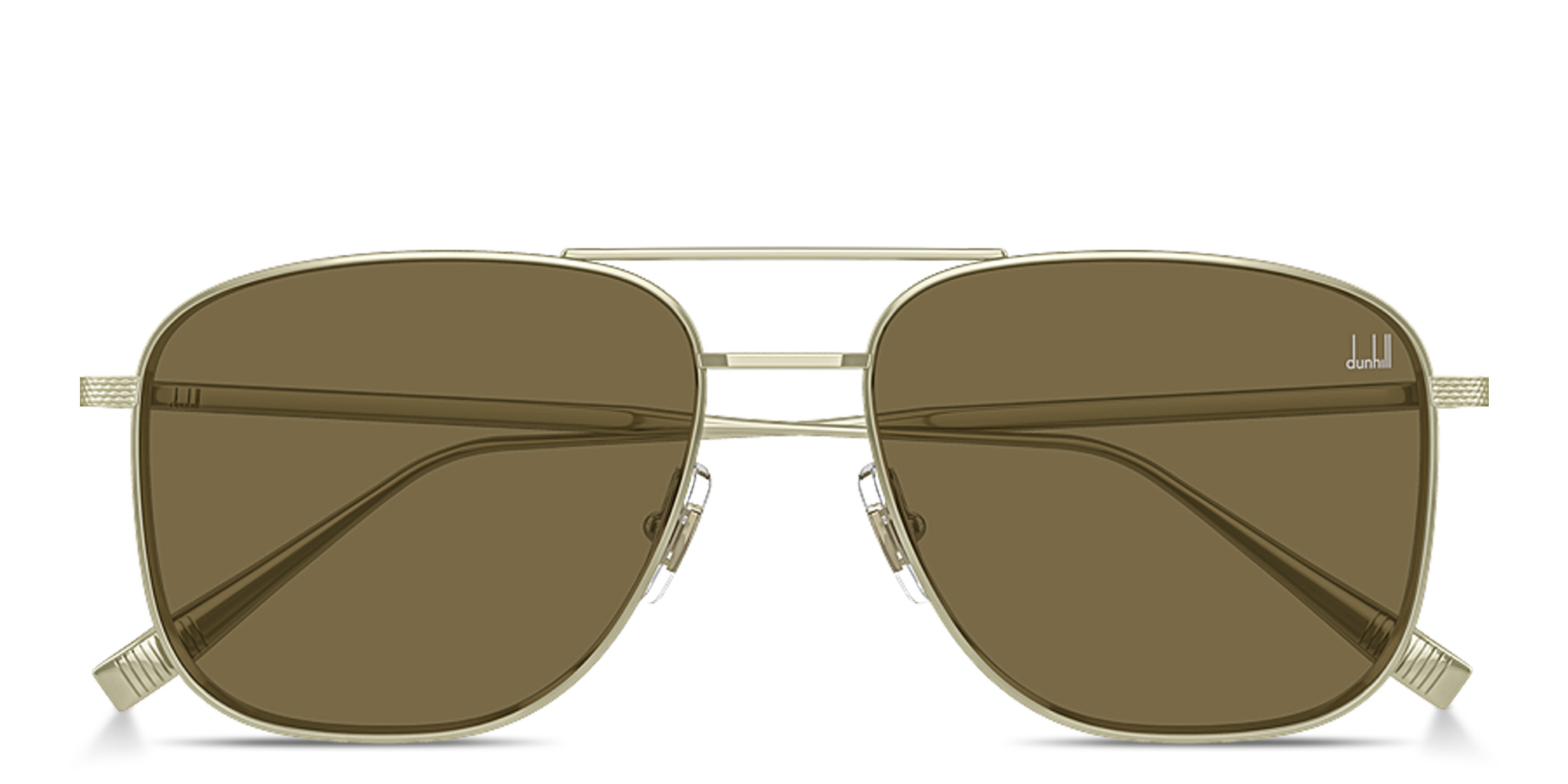 Shop Dunhill Engraved Logo Rectangle Sunglasses in Gold online.