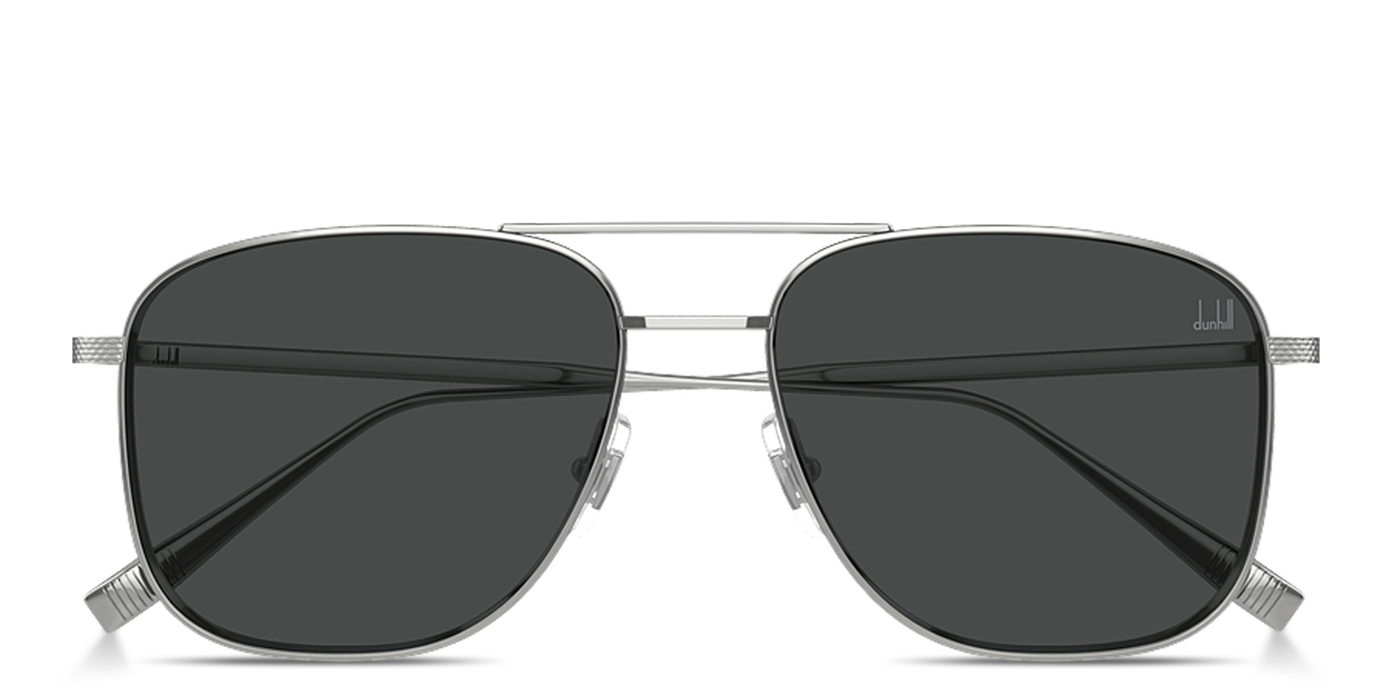 Shop Dunhill Engraved Logo Rectangle Sunglasses in Silver online.