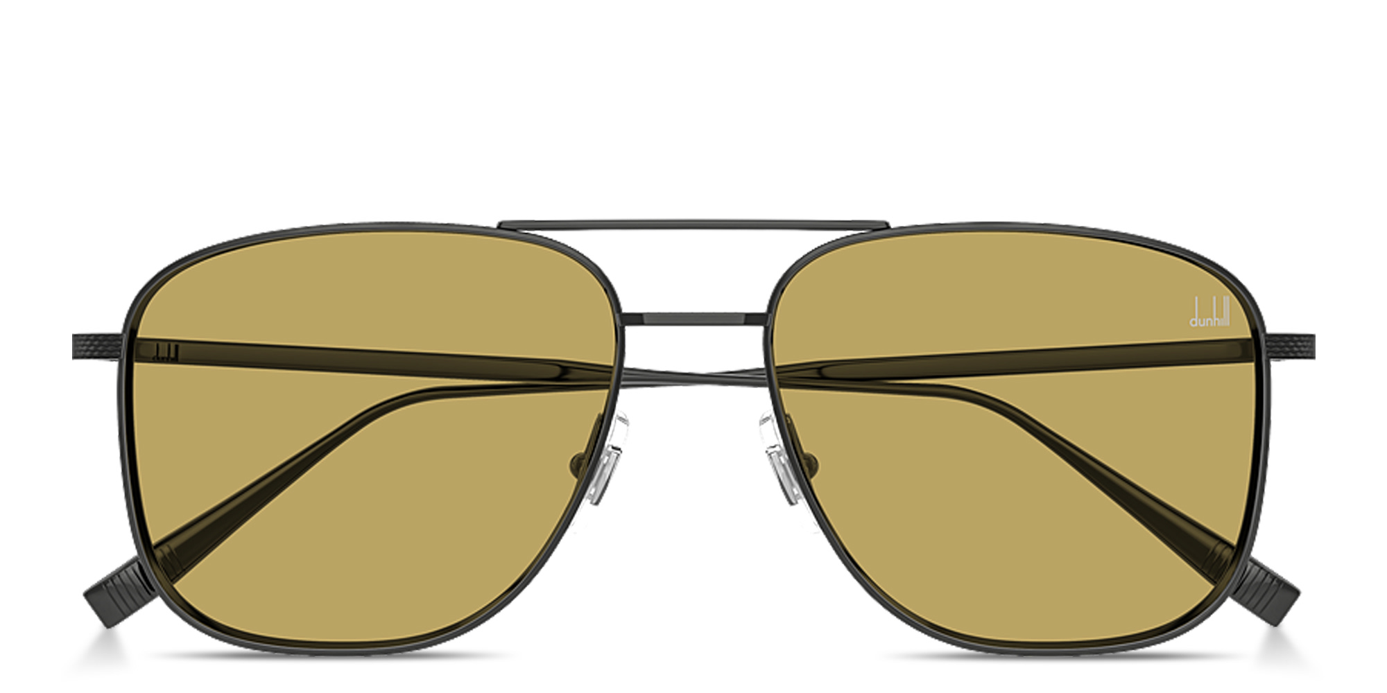 Shop Dunhill Engraved Logo Rectangle Sunglasses in Matte Ruthenium online.