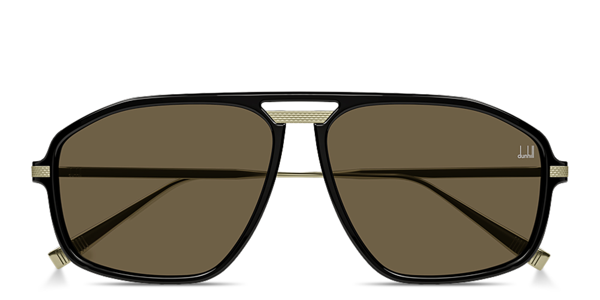 Shop Dunhill Engraved Logo Aviator Sunglasses in Gold online.