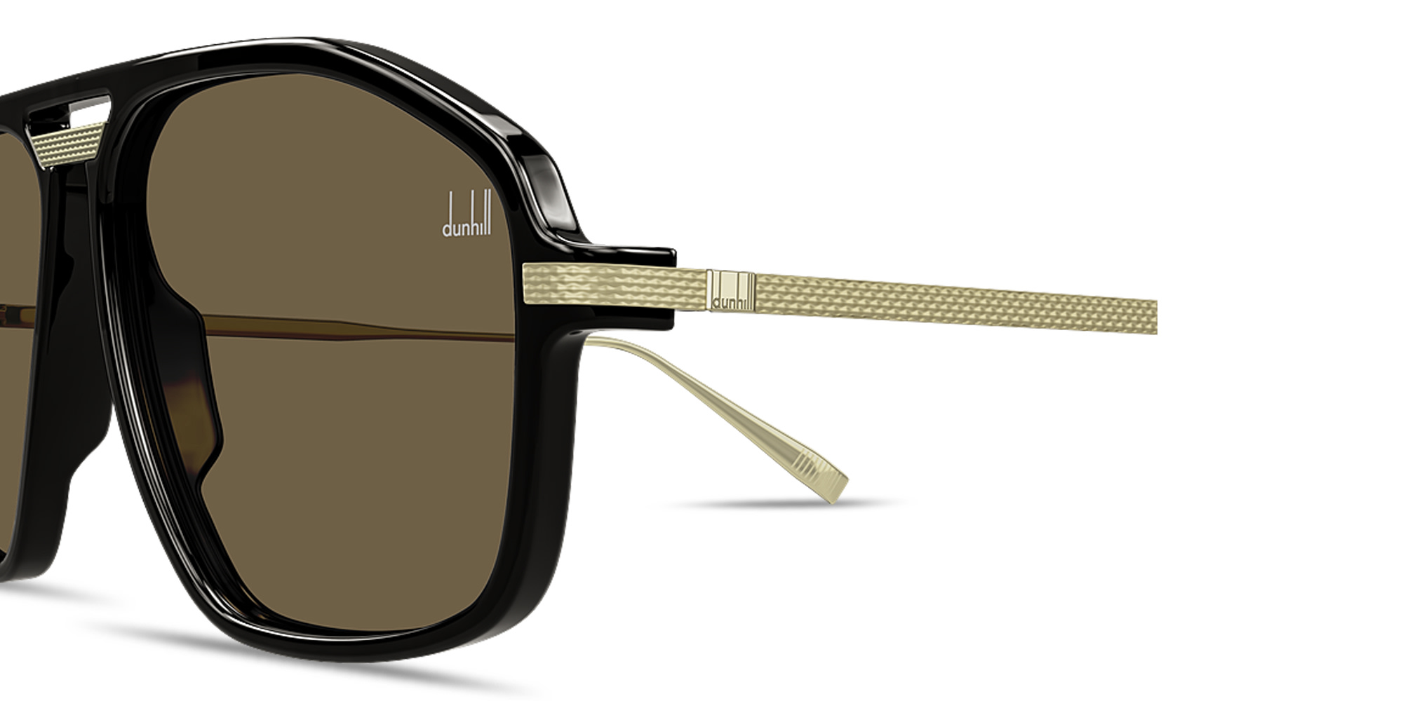 Shop Dunhill Engraved Logo Aviator Sunglasses in Gold online.
