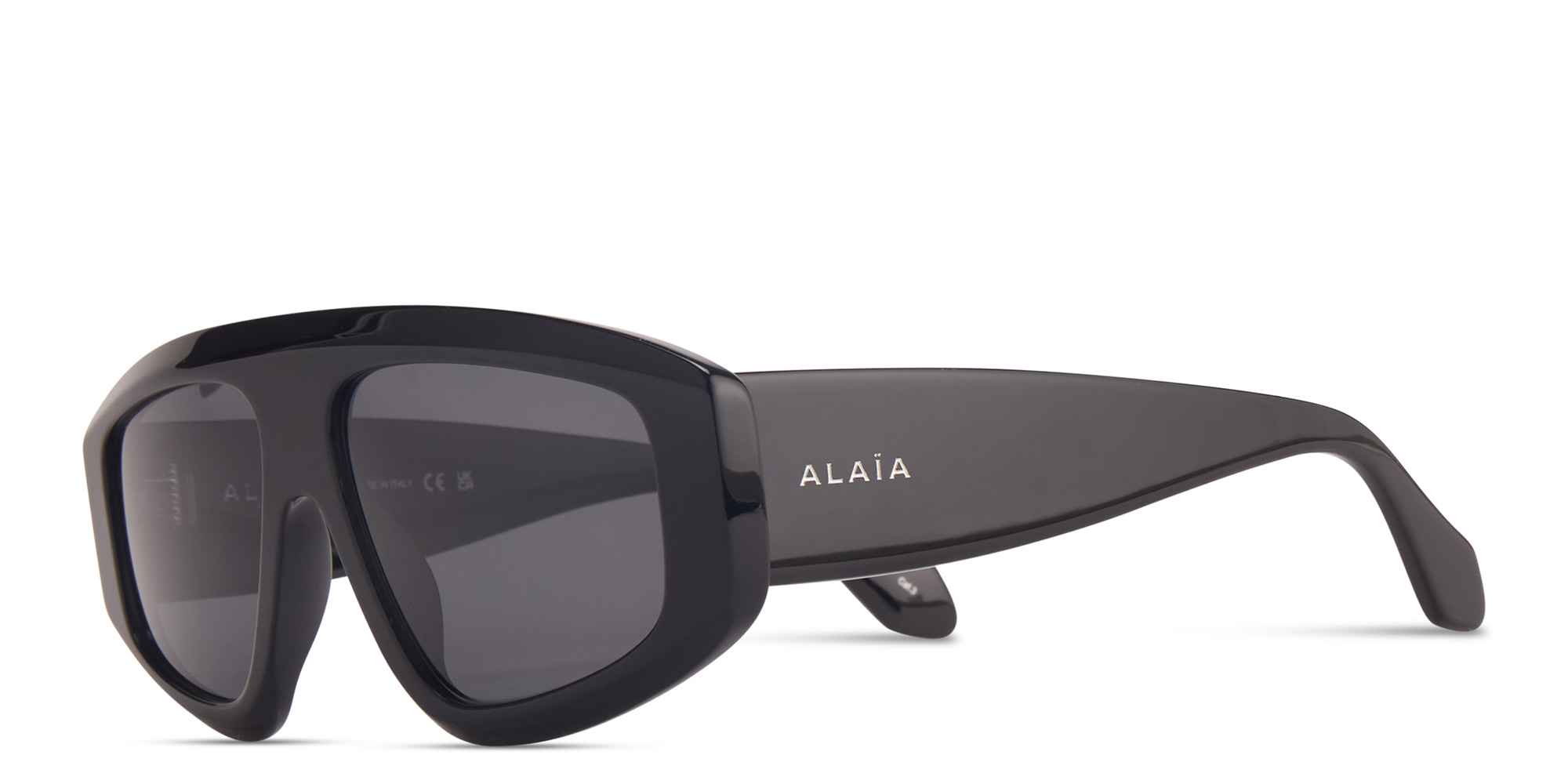 Shop ALAIA Absolu Mask Sunglasses in Black online.