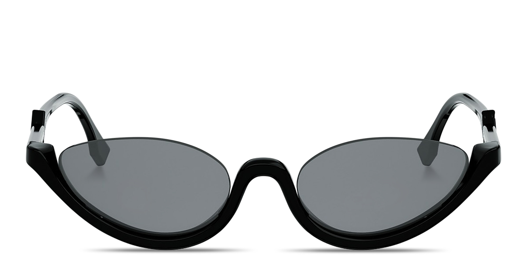 Shop FENDI FF Diamonds Half-Rim Oval Sunglasses in Black online.