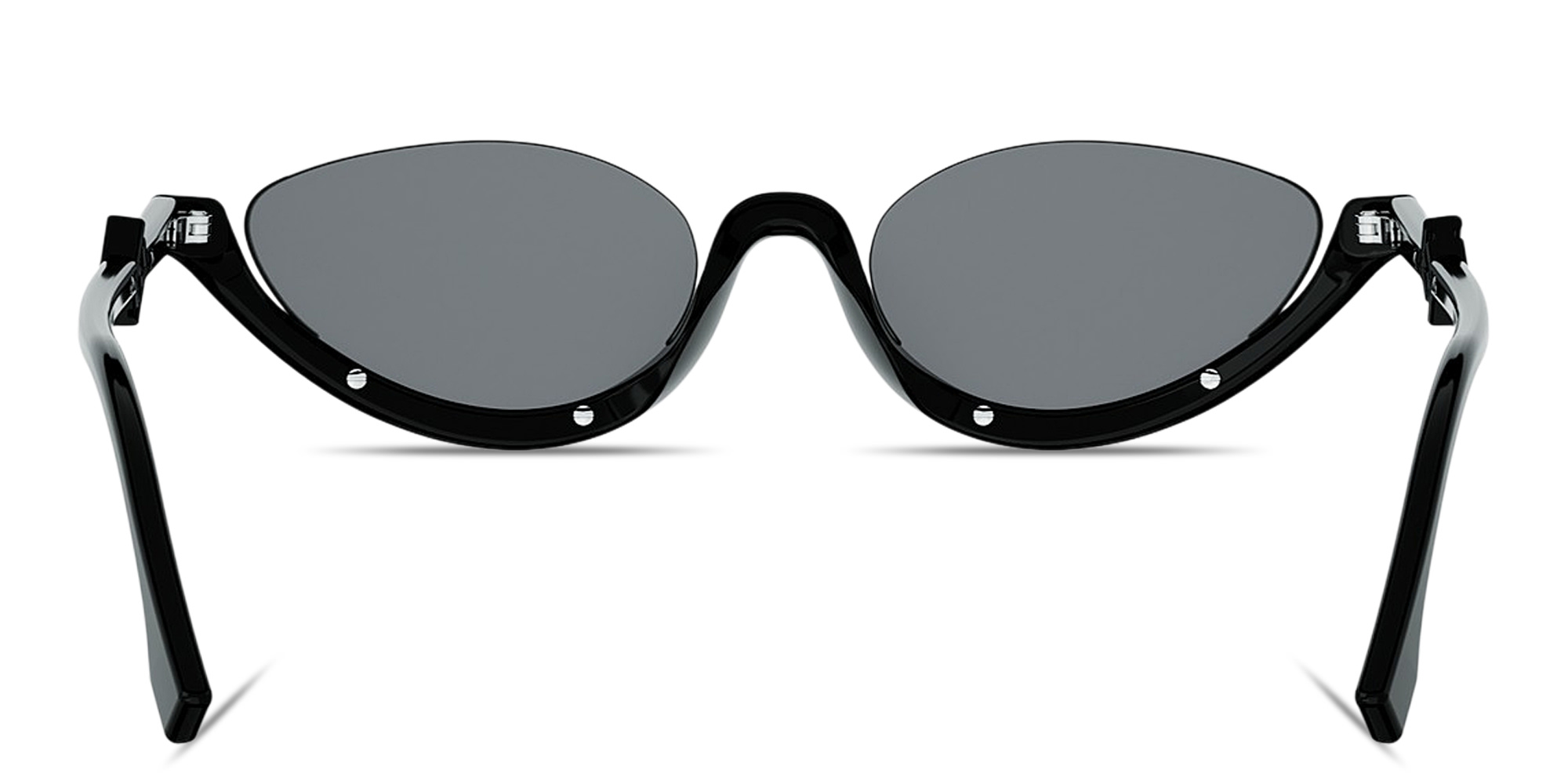 Shop FENDI FF Diamonds Half-Rim Oval Sunglasses in Black online.