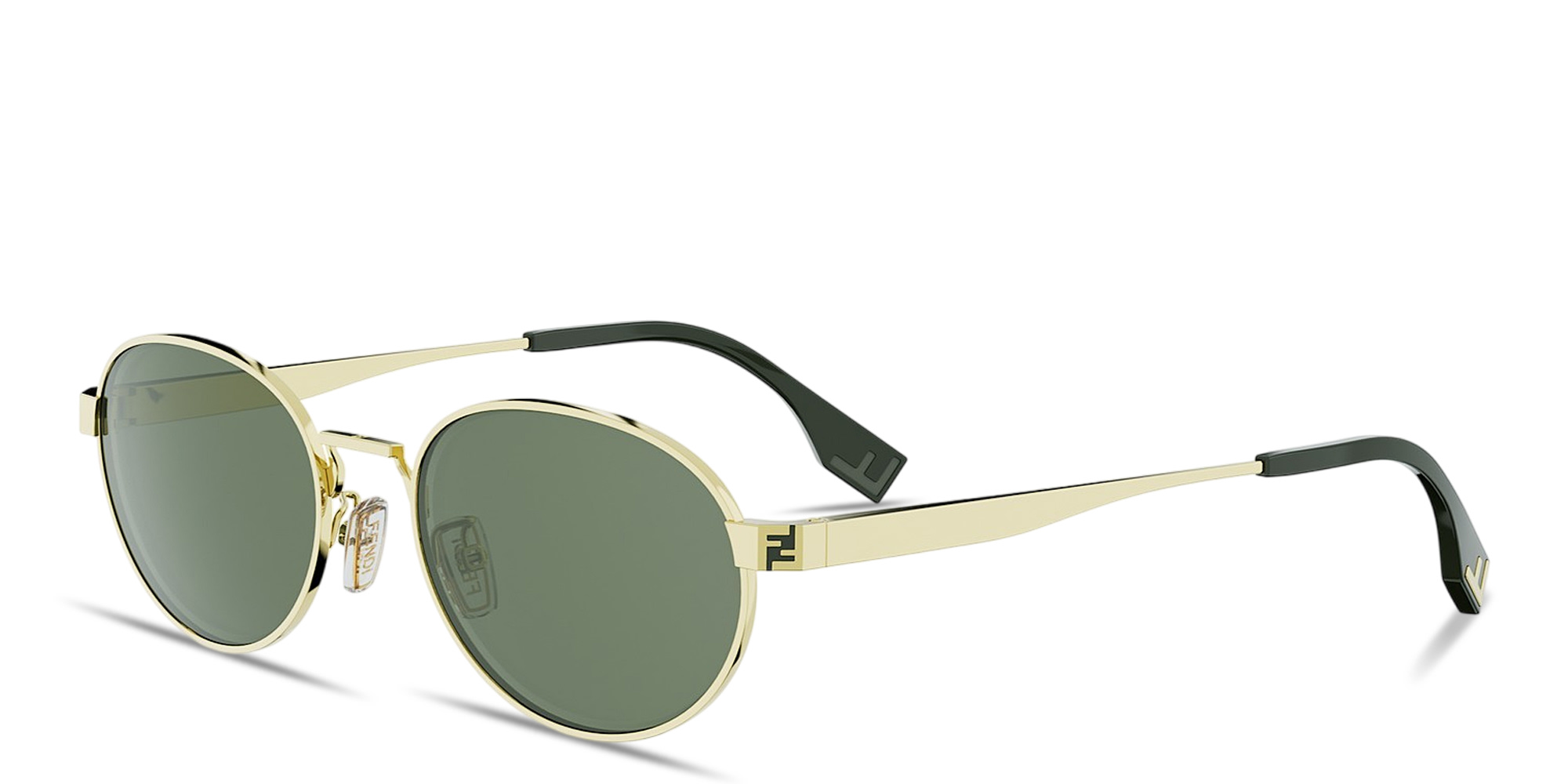 Shop FENDI Sky Oval Sunglasses in Gold online.