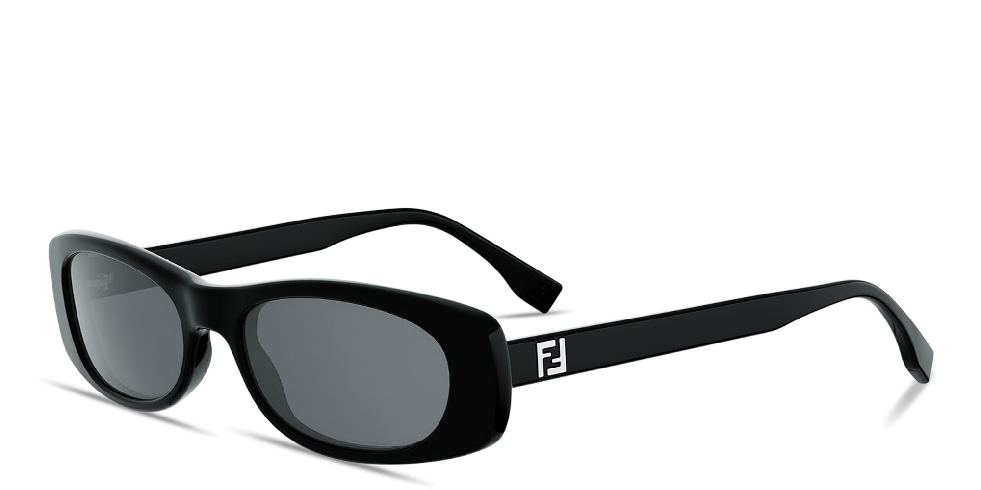 Shop FENDI FF Squared Oval Sunglasses in Black online.