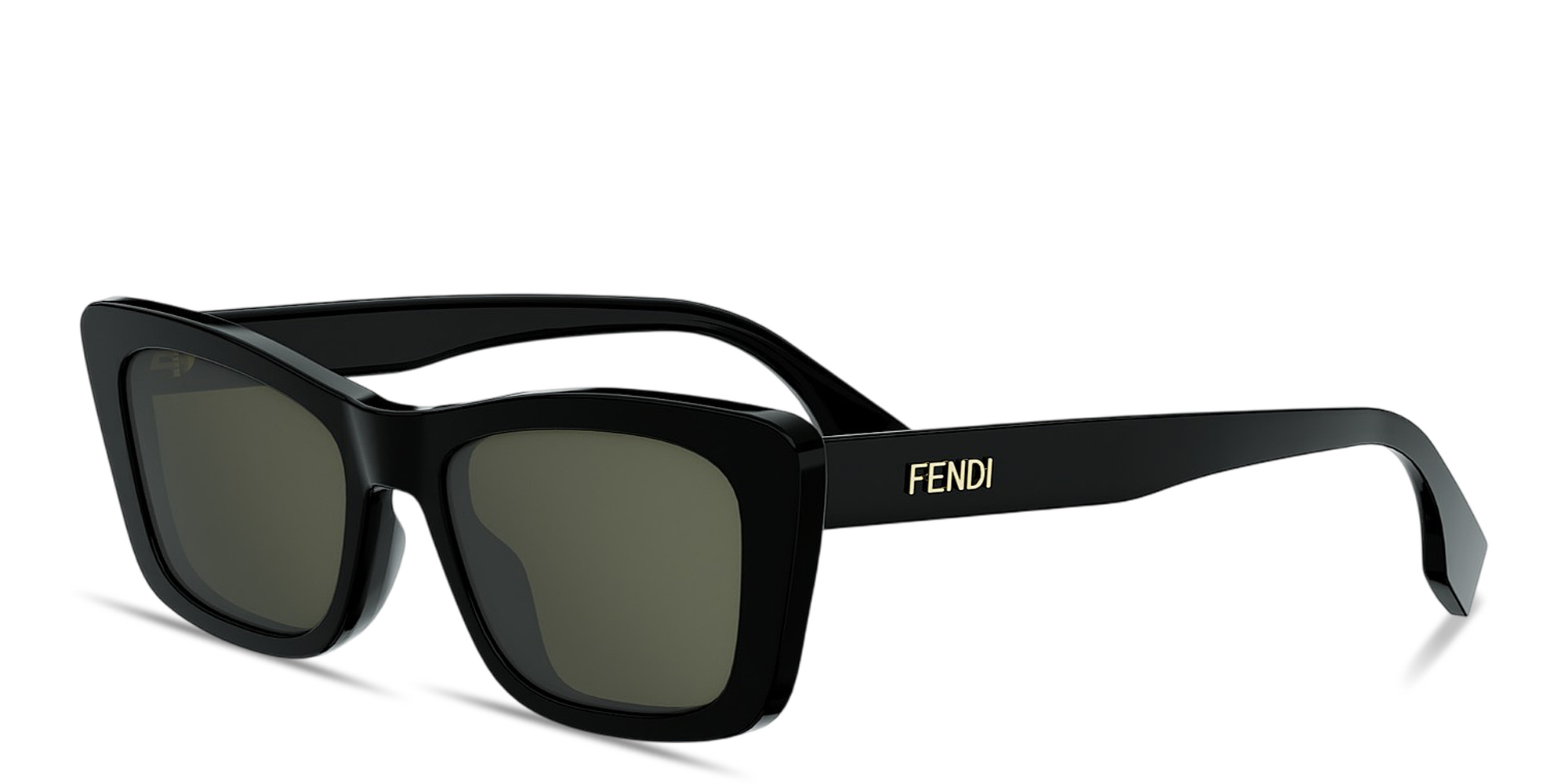 Shop FENDI Lettering Irregular Sunglasses in Black online.