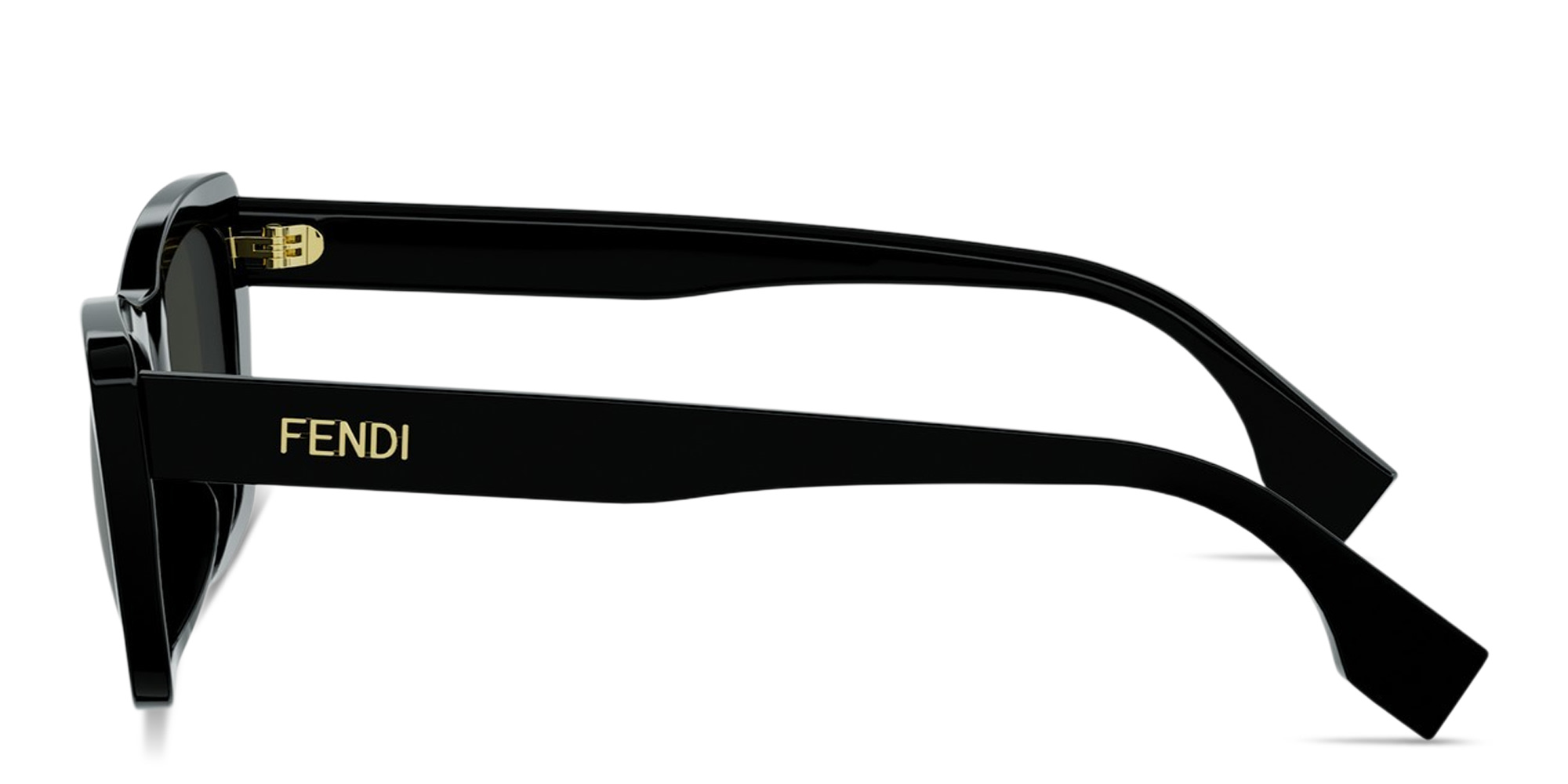 Shop FENDI Lettering Irregular Sunglasses in Black online.