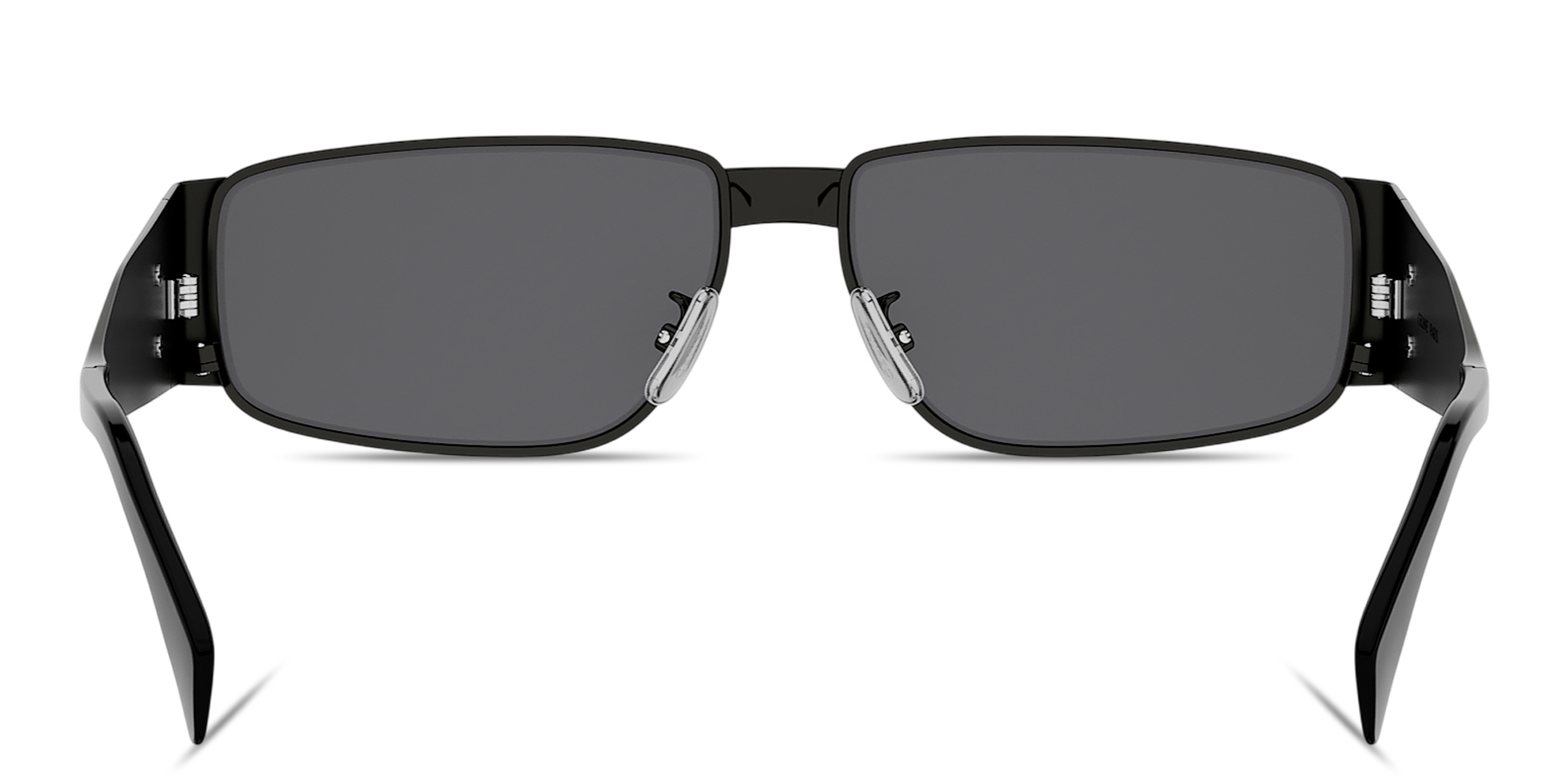 Shop CELINE Metal Triomphe Rectangle Sunglasses in Dark Ruthenium online.
