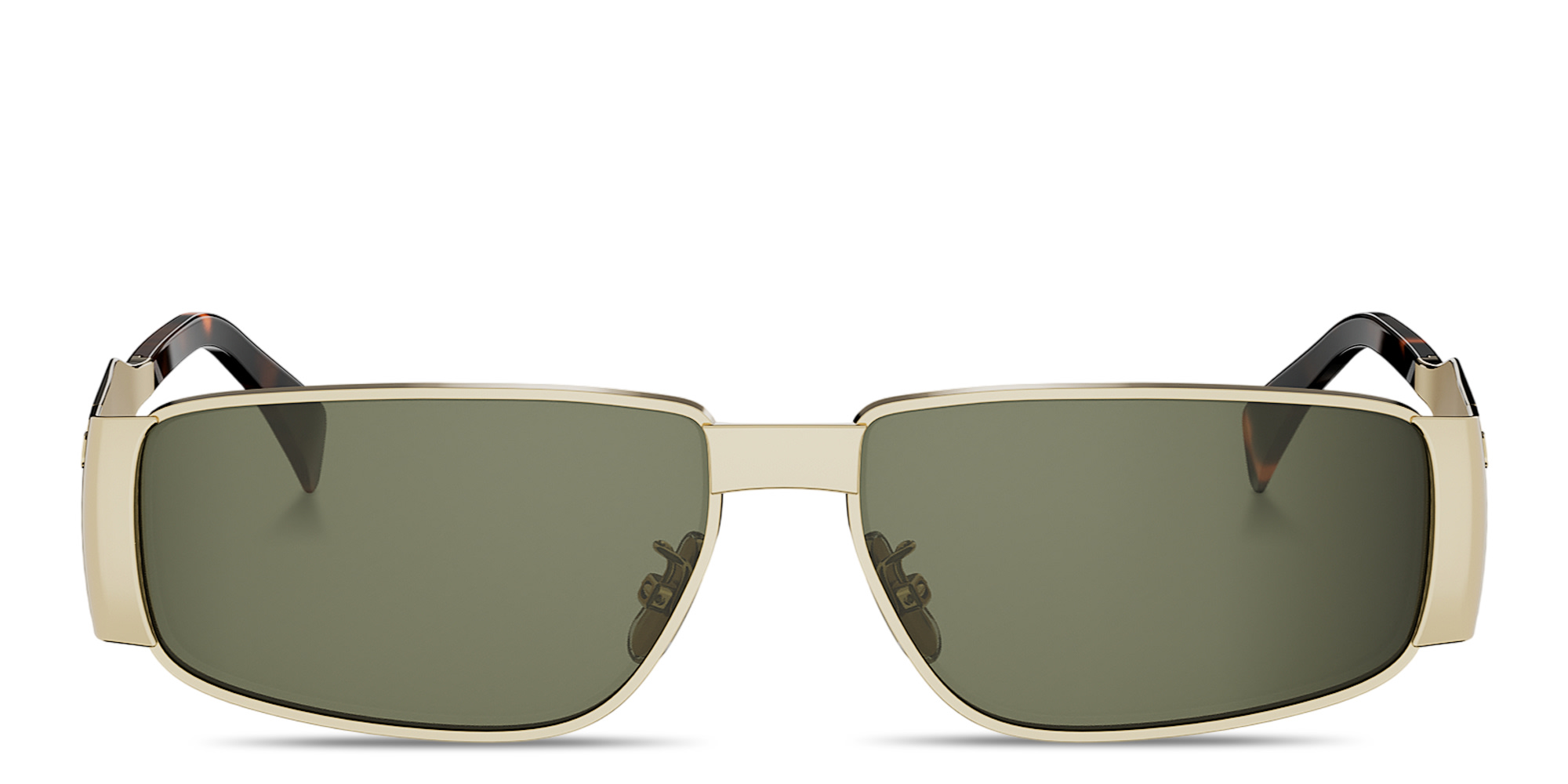 Shop CELINE Metal Triomphe Rectangle Sunglasses in Gold online.