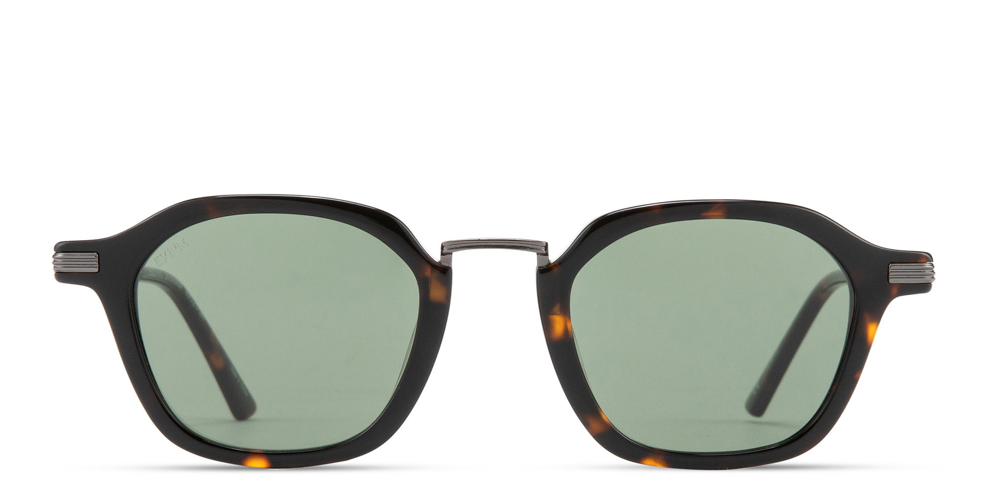 Shop EYE'M Engraved Logo Irregular Sunglasses in Dark Havana online.