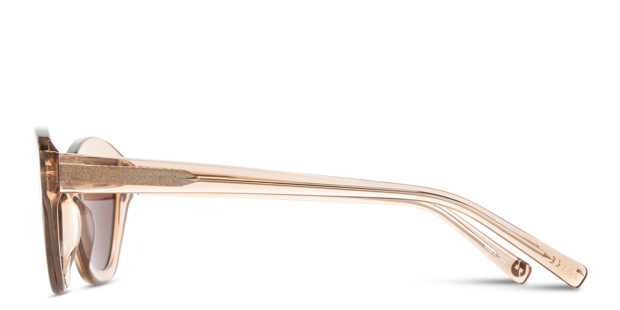 Shop EYE'M Logo Irregular Sunglasses in Transparent Brown online.