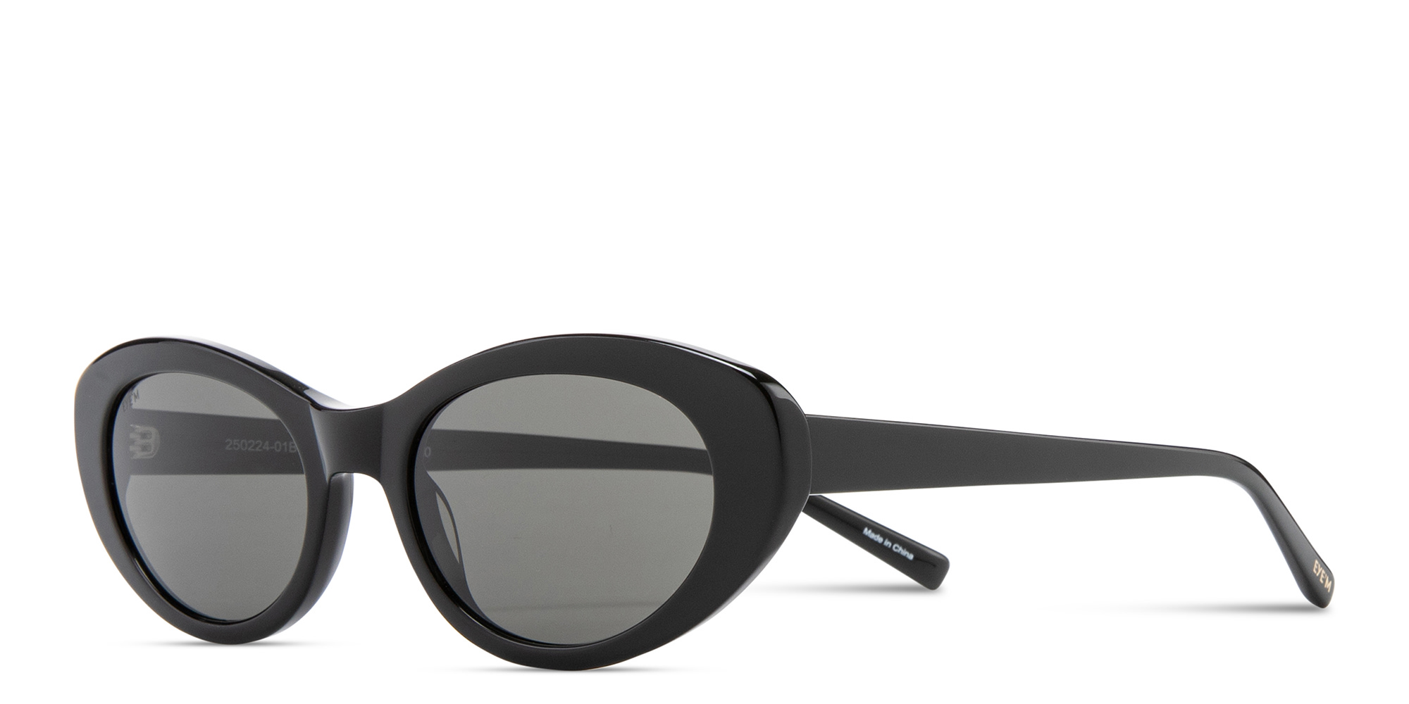 Shop EYE'M Logo Oval Sunglasses in Black online.