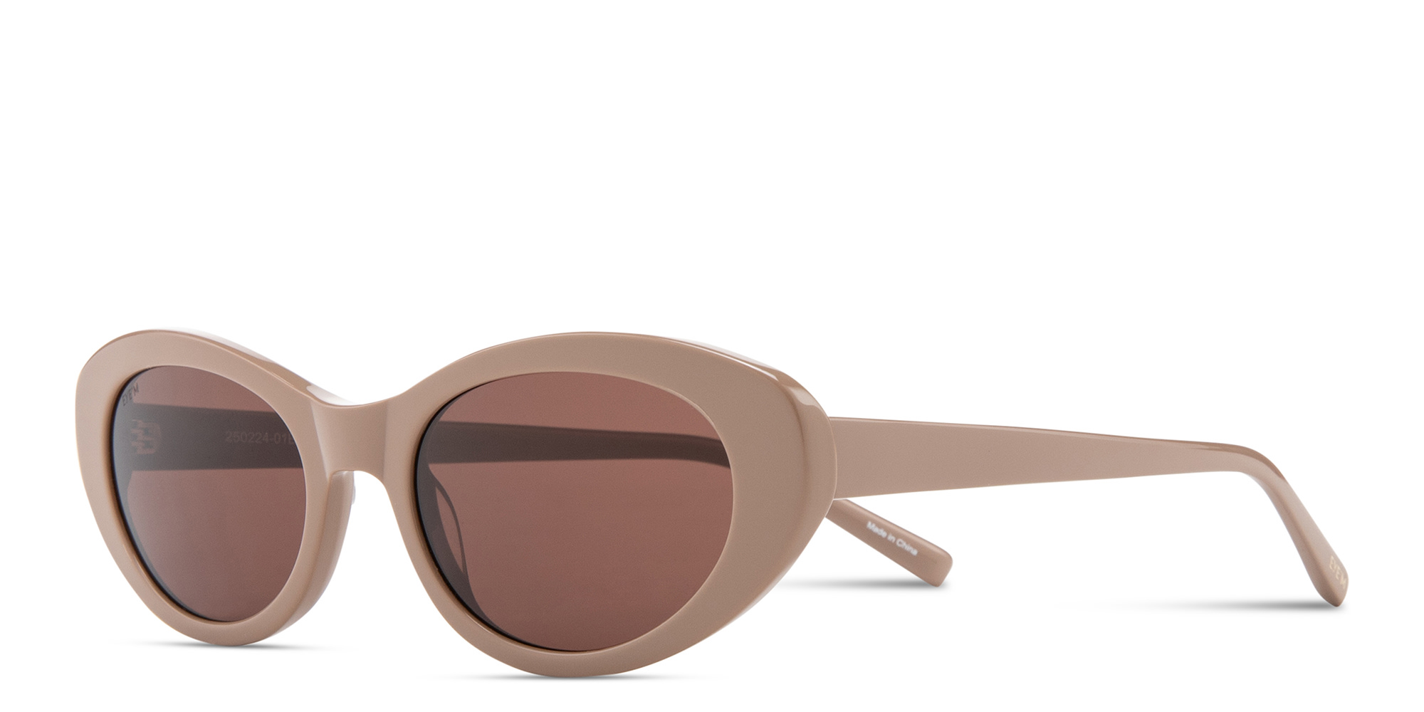 Shop EYE'M Logo Oval Sunglasses in Nude online.