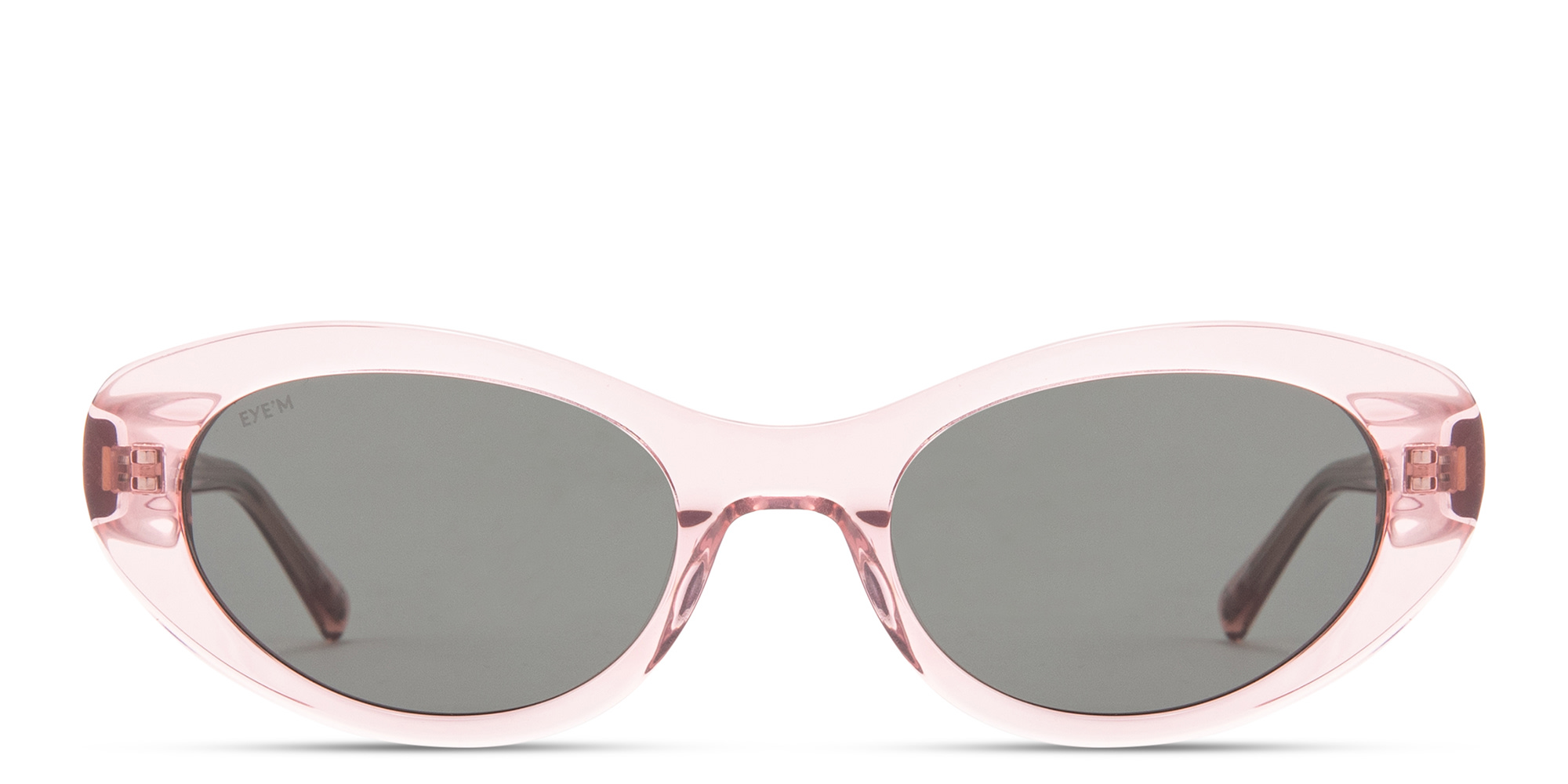 Shop EYE'M Logo Oval Sunglasses in Transparent Pink online.
