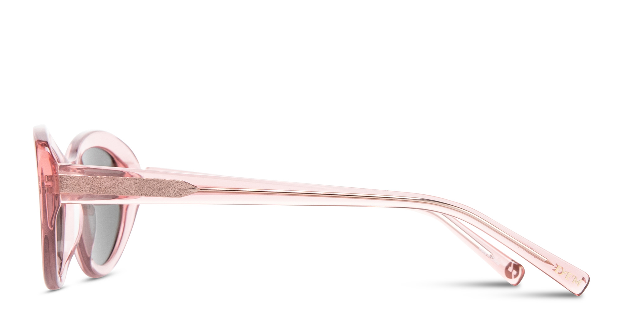 Shop EYE'M Logo Oval Sunglasses in Transparent Pink online.