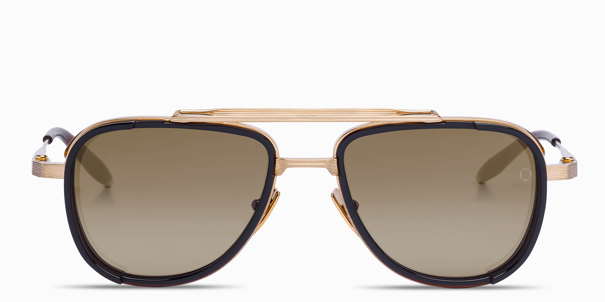 Shop AKONI Spitzer Unisex Aviator Sunglasses in Gold online.