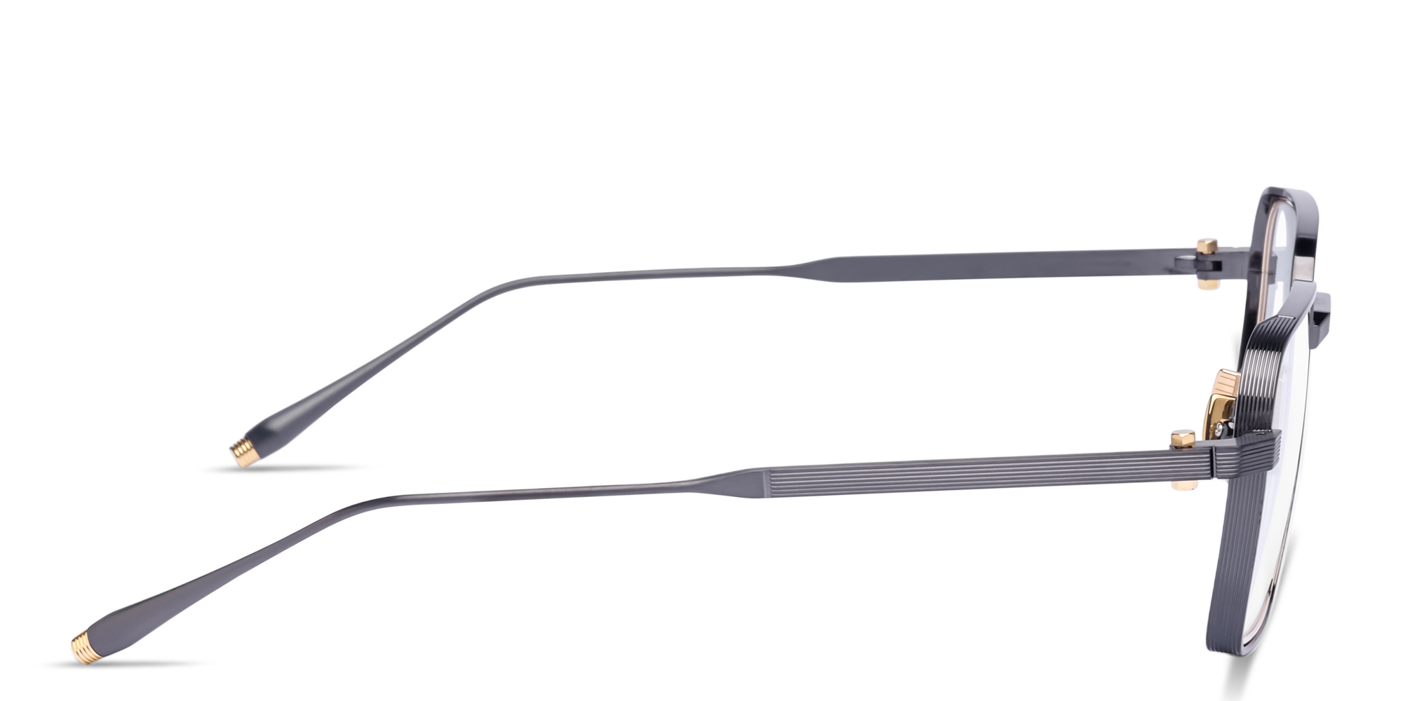 Shop AKONI Giano Unisex Square Eyeglasses in Black Gold online.