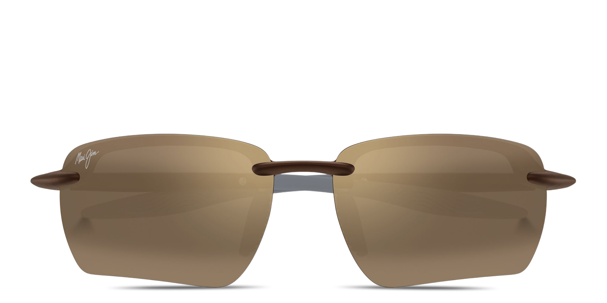 Shop Maui Jim Pi’o Unisex Wide Rimless Irregular Sunglasses in Brown online.