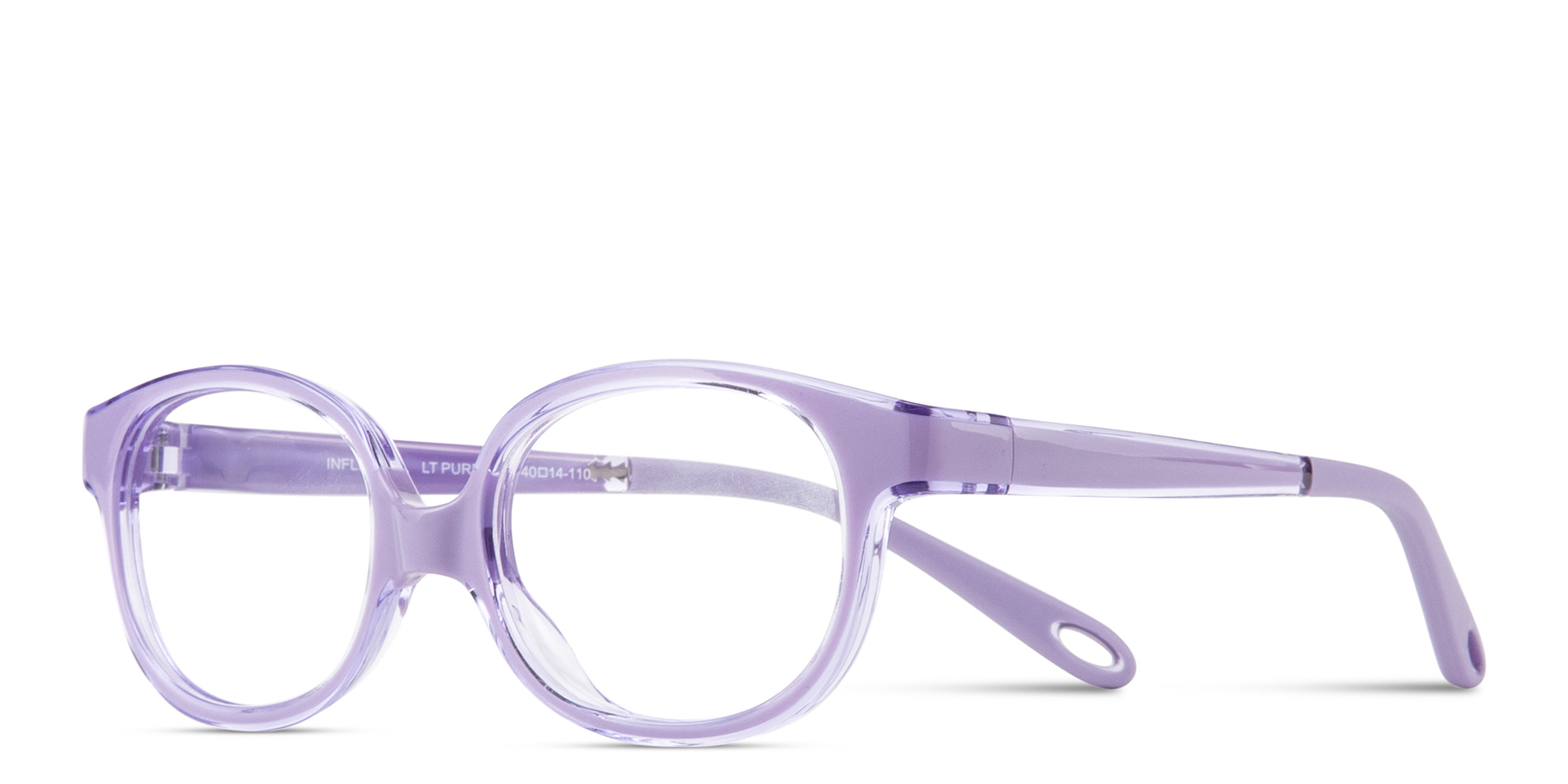 Shop SPIN ON8 Kids Round Eyeglasses in Transparent Purple online.