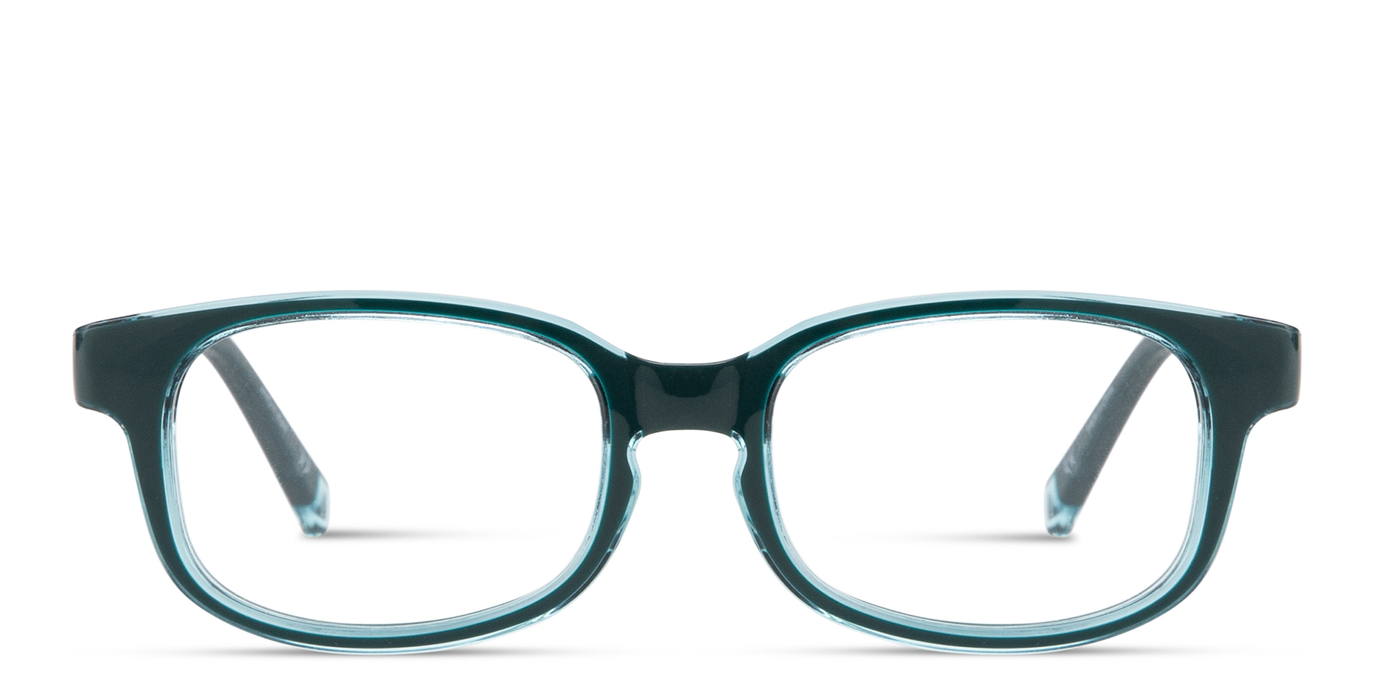 Shop SPIN ON8 Kids Rectangle Eyeglasses in Transparent Green online.