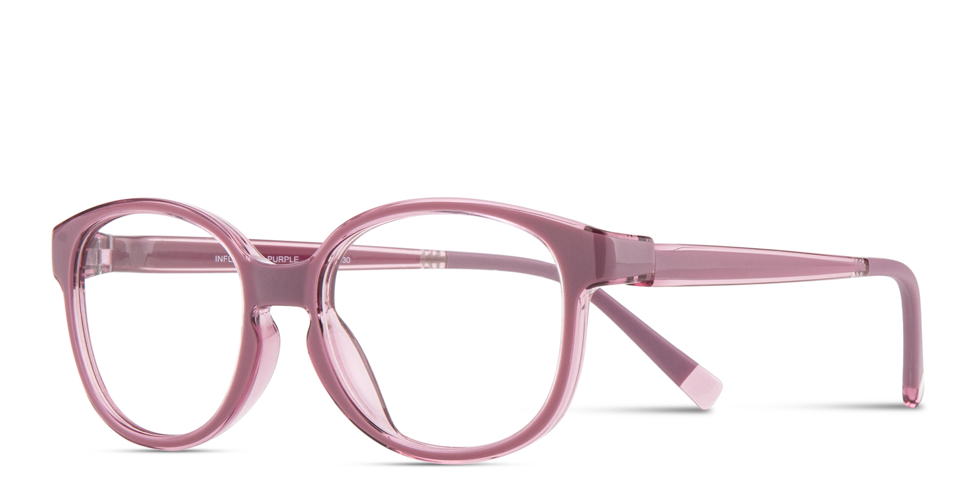 Shop SPIN ON8 Kids Round Eyeglasses in Transparent Purple online.
