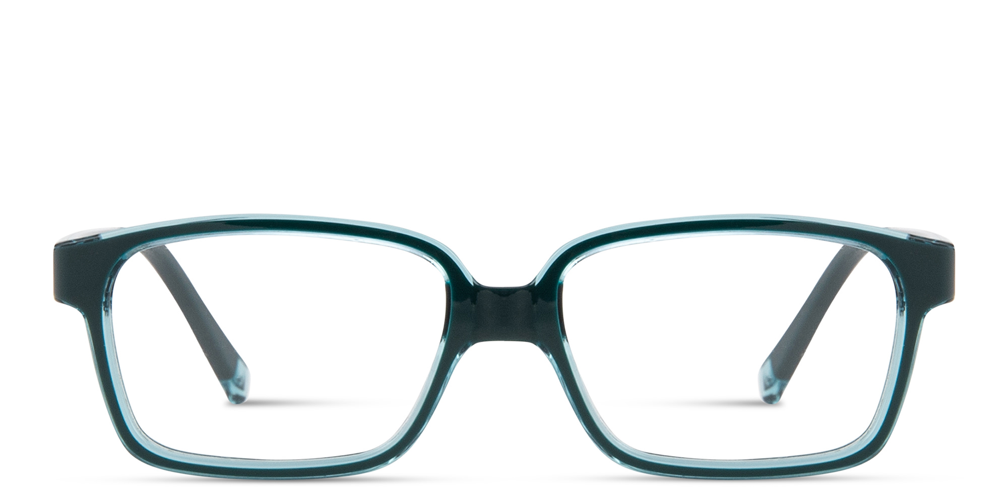 Shop SPIN ON8 Kids Rectangle Eyeglasses in Transparent Green online.