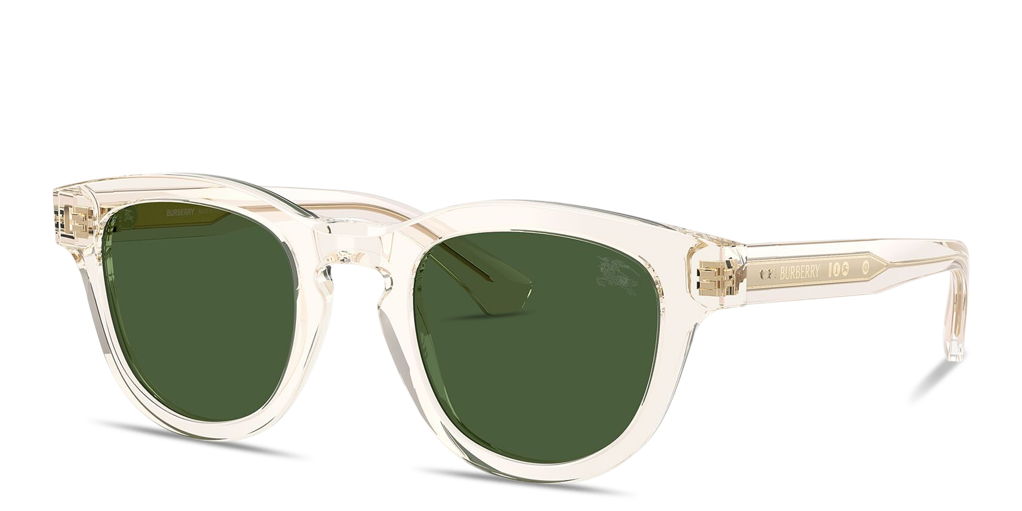 Shop BURBERRY Logo Signature Panthos Sunglasses in Transparent Yellow online.