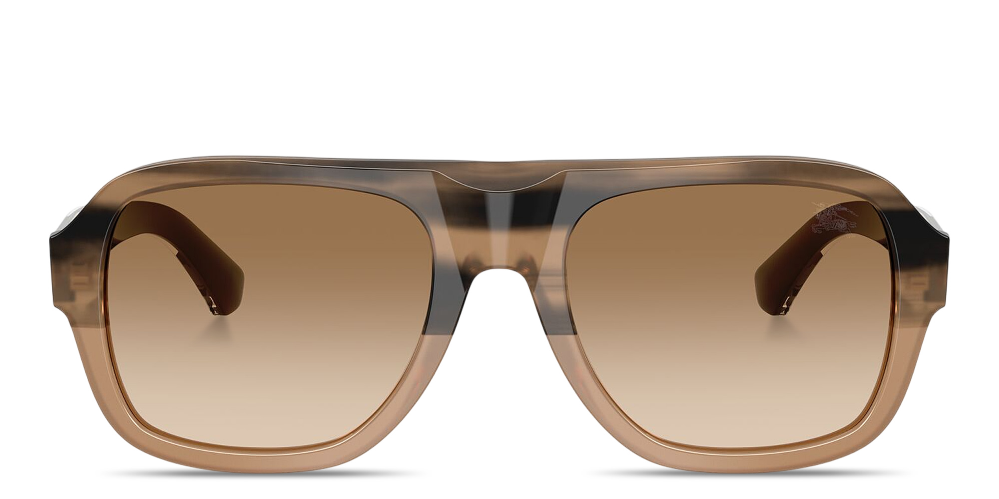 Shop BURBERRY Logo Signature Pilot Sunglasses in Striped Beige online.