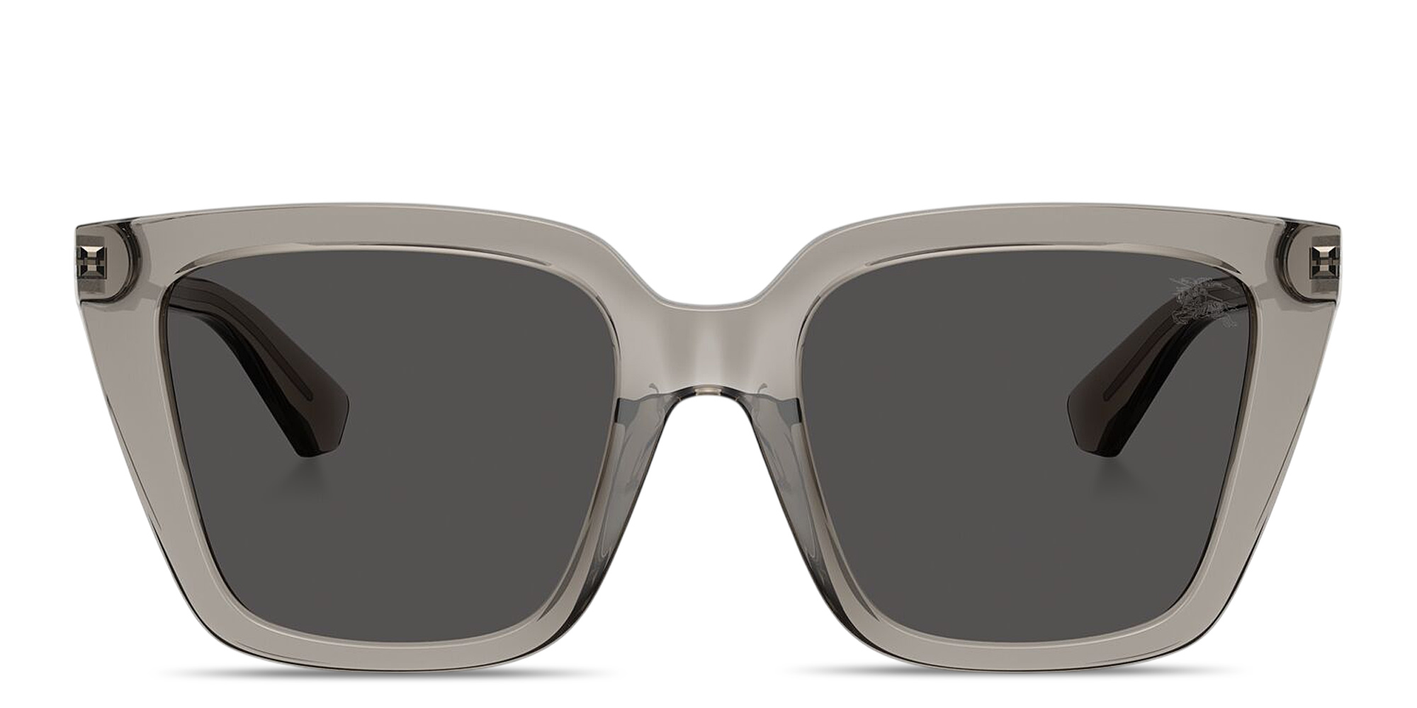 Shop BURBERRY Engraved Logo Square Sunglasses in Transparent Grey online.