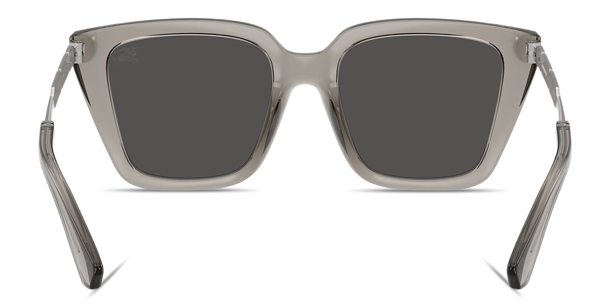 Shop BURBERRY Engraved Logo Square Sunglasses in Transparent Grey online.