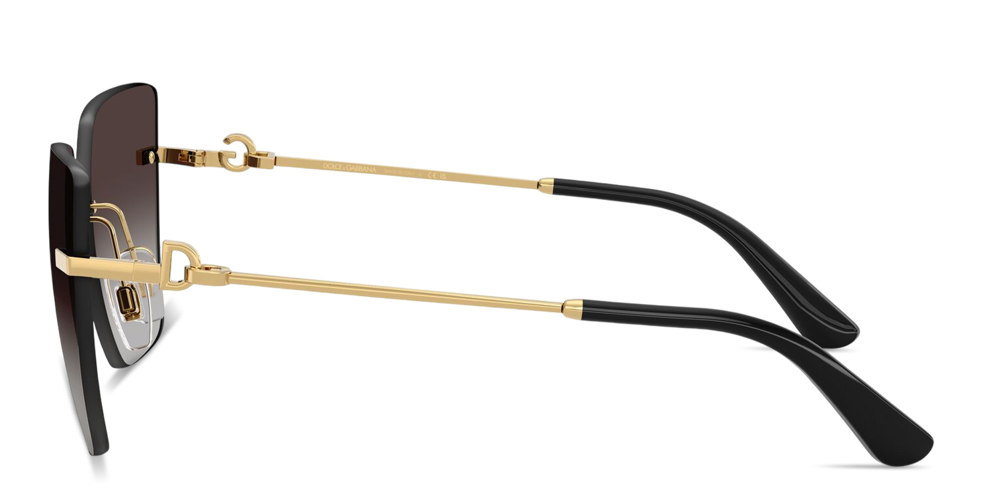 Shop Dolce & Gabbana DG Rimless Cat-Eye Sunglasses in Gold online.