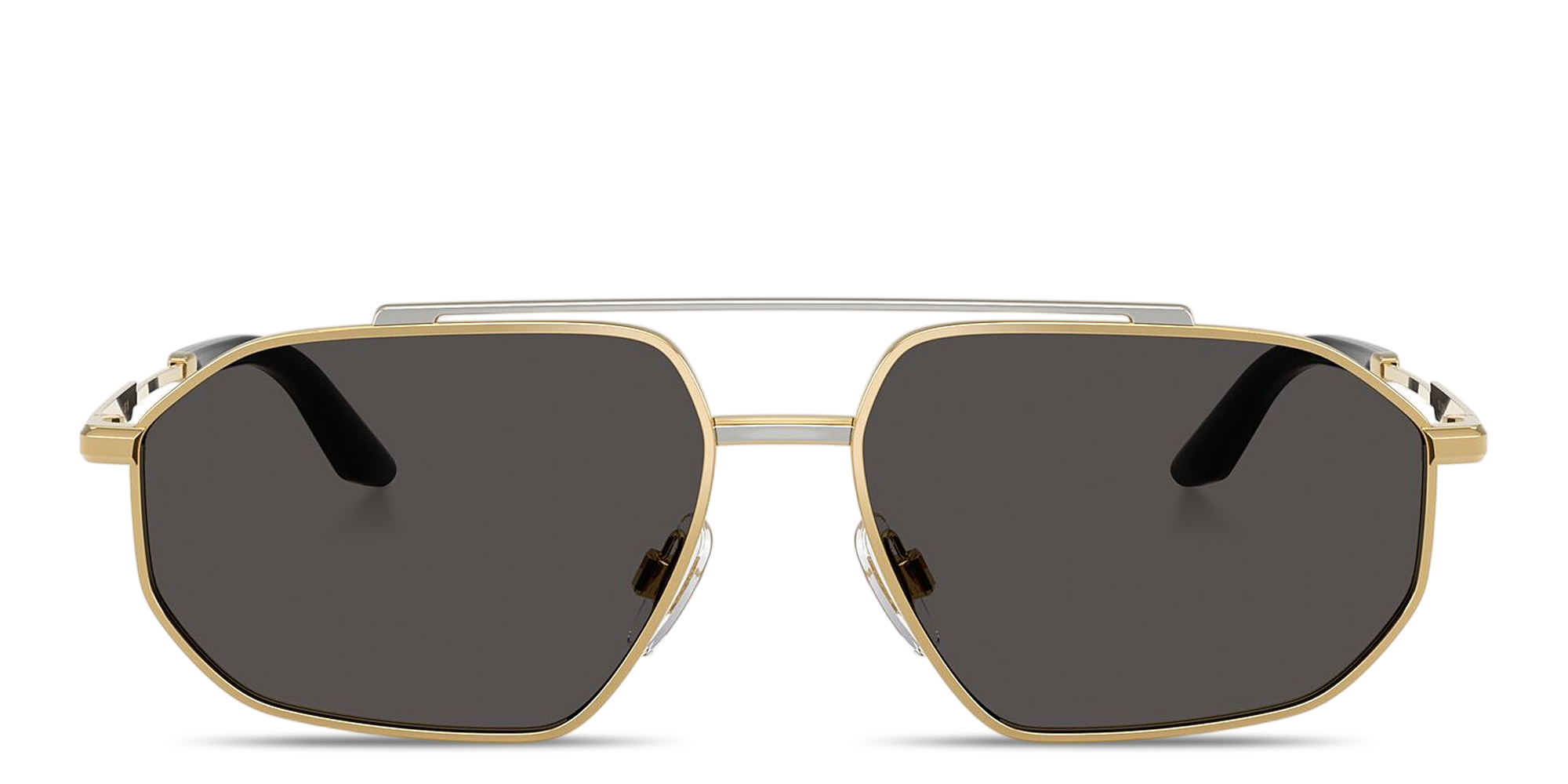 Shop Dolce & Gabbana Engraved Logo Pilot Sunglasses in Gold & Silver online.