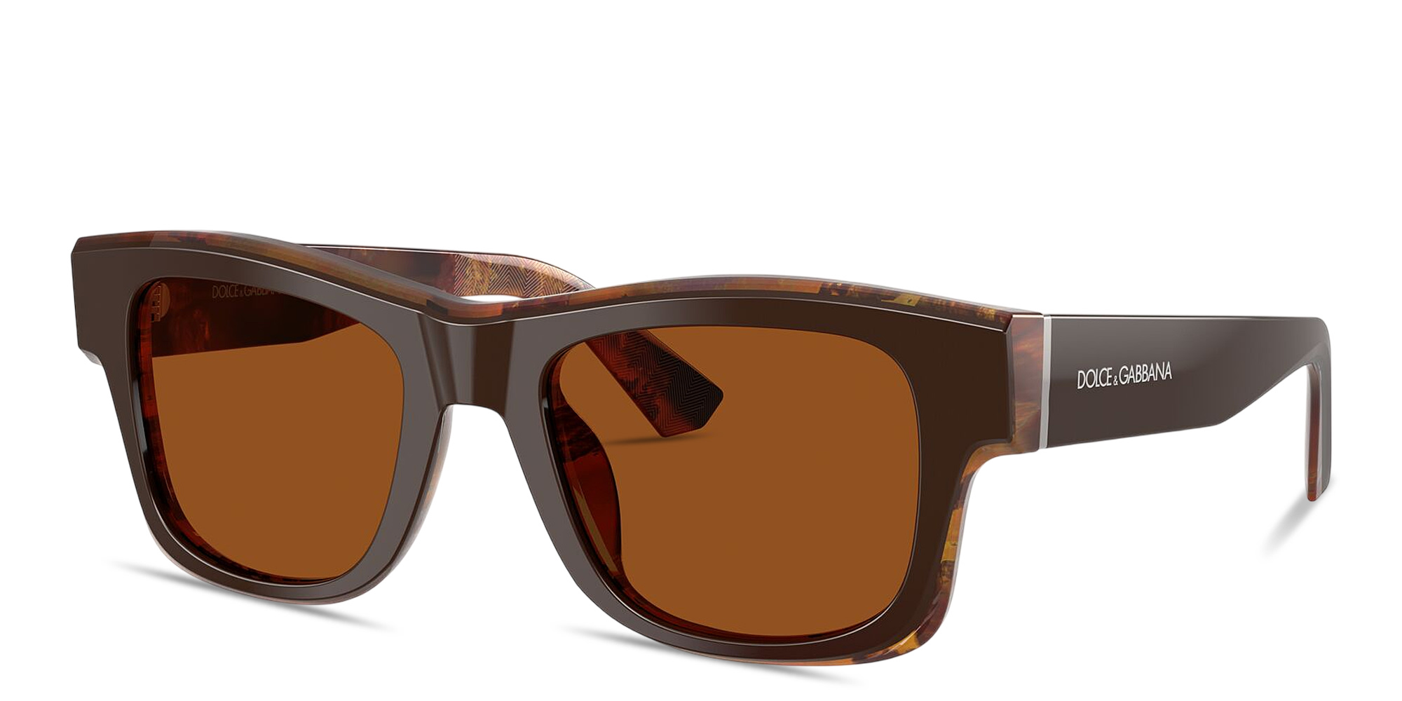 Shop Dolce & Gabbana Logo Signature Square Sunglasses in Brown online.