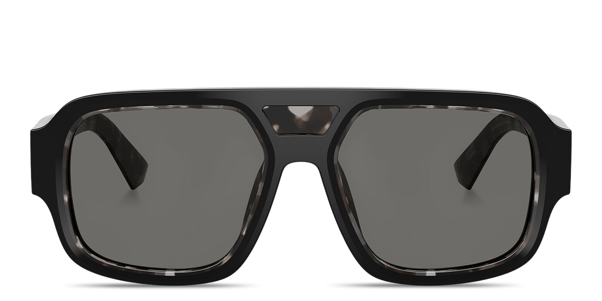 Shop Dolce & Gabbana Logo Signature Square Sunglasses in Black On Grey Havana online.