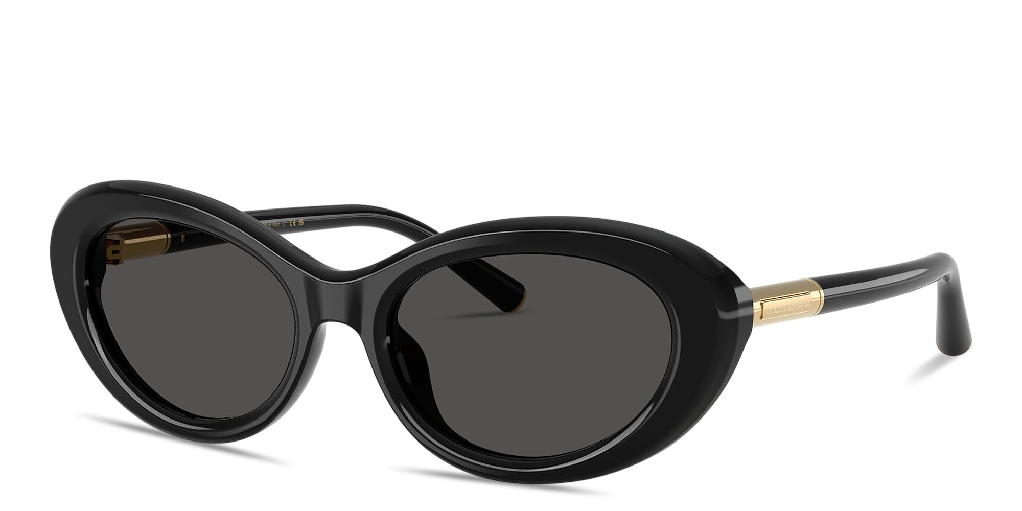 Dolce & Gabbana Engraved Logo Oval Sunglasses in Black – Product Photo 2