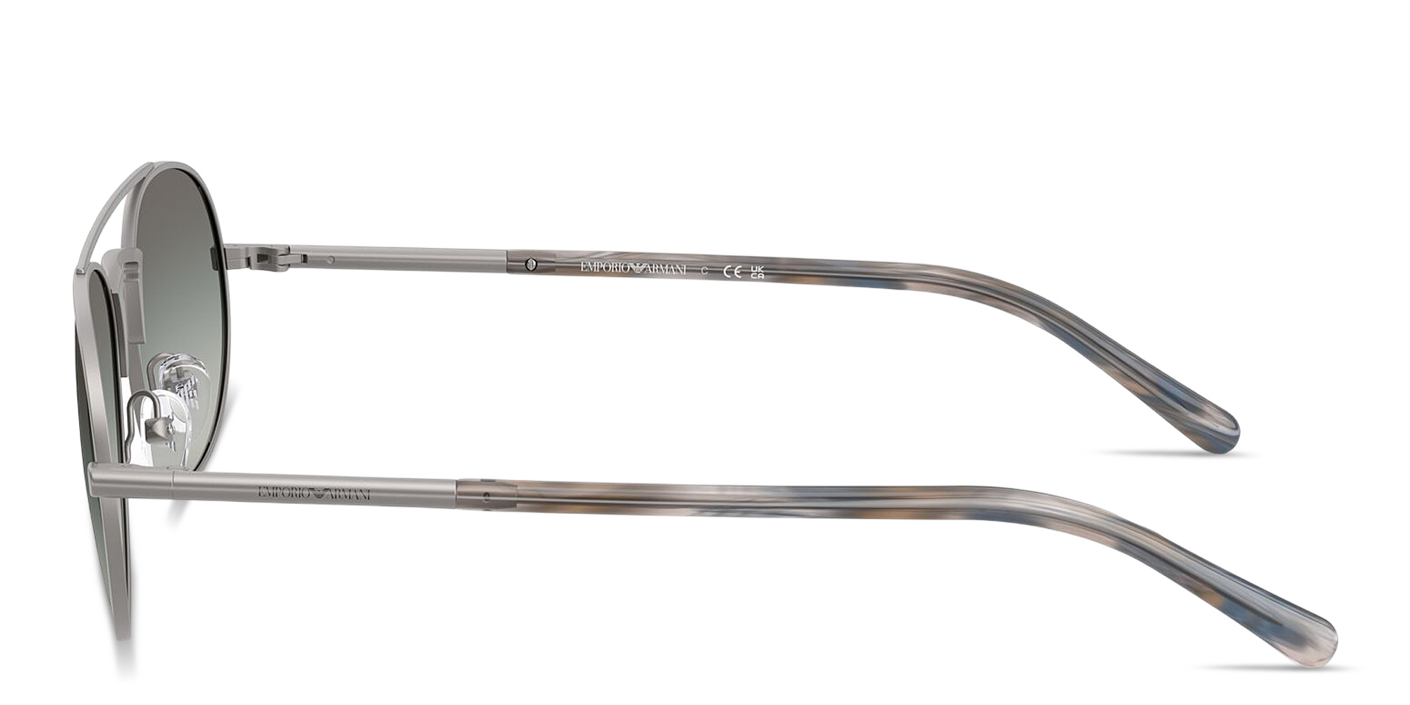 Emporio Armani Engraved Logo Pilot Sunglasses in Matte Gunmetal – Product Photo 3