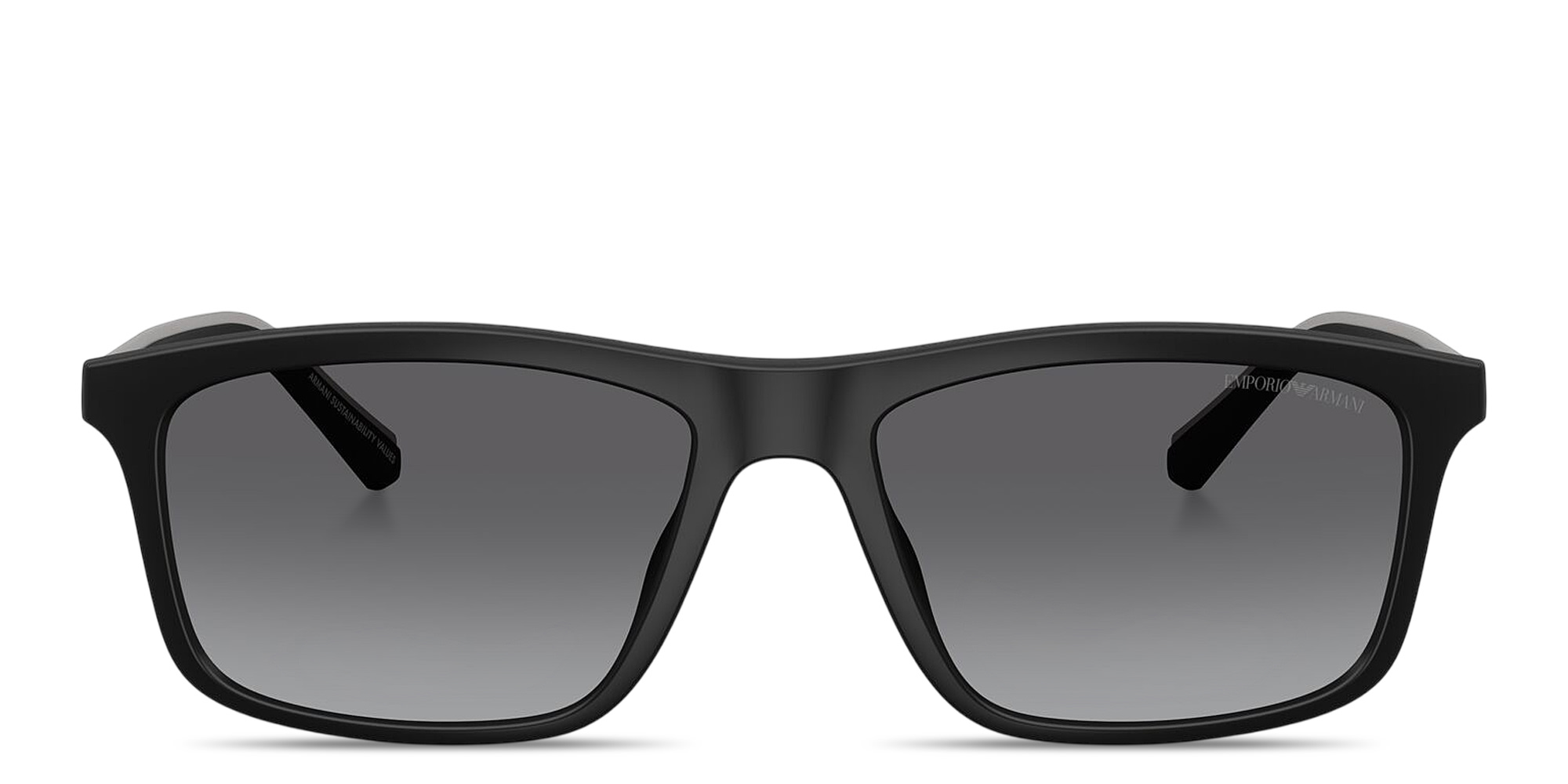 Shop Emporio Armani Eagle Logo Pillow Sunglasses in Matte Black online.