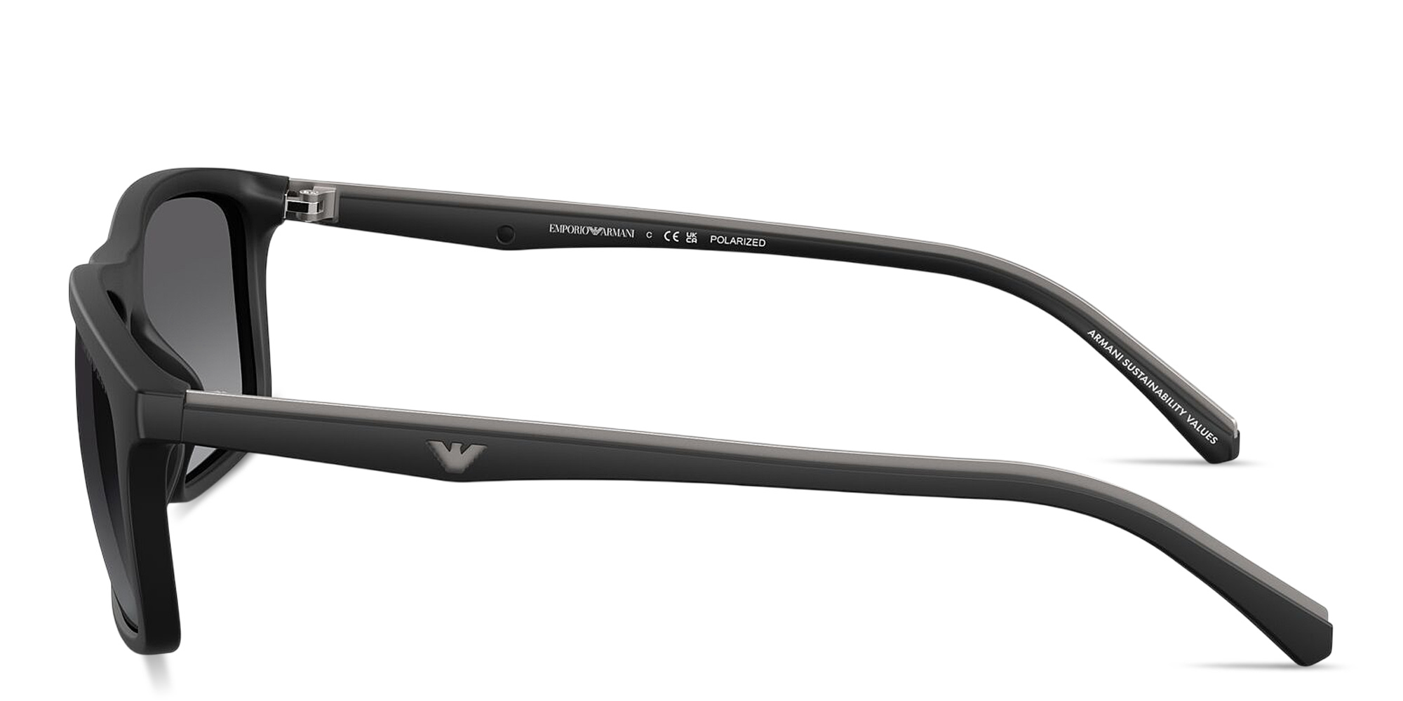 Shop Emporio Armani Eagle Logo Pillow Sunglasses in Matte Black online.